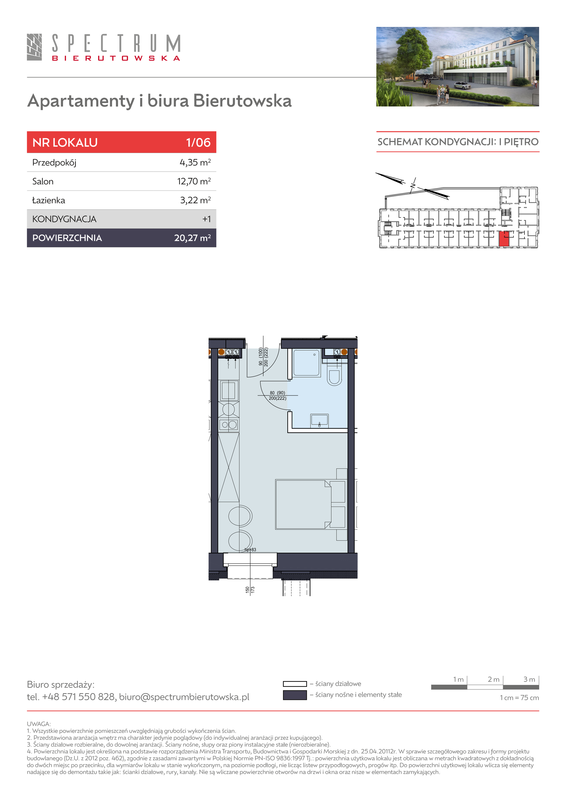 Apartament 20,27 m², piętro 1, oferta nr 1/06., Spectrum Bierutowska, Wrocław, Psie Pole-Zawidawie, Psie Pole, ul. Bierutowska-idx