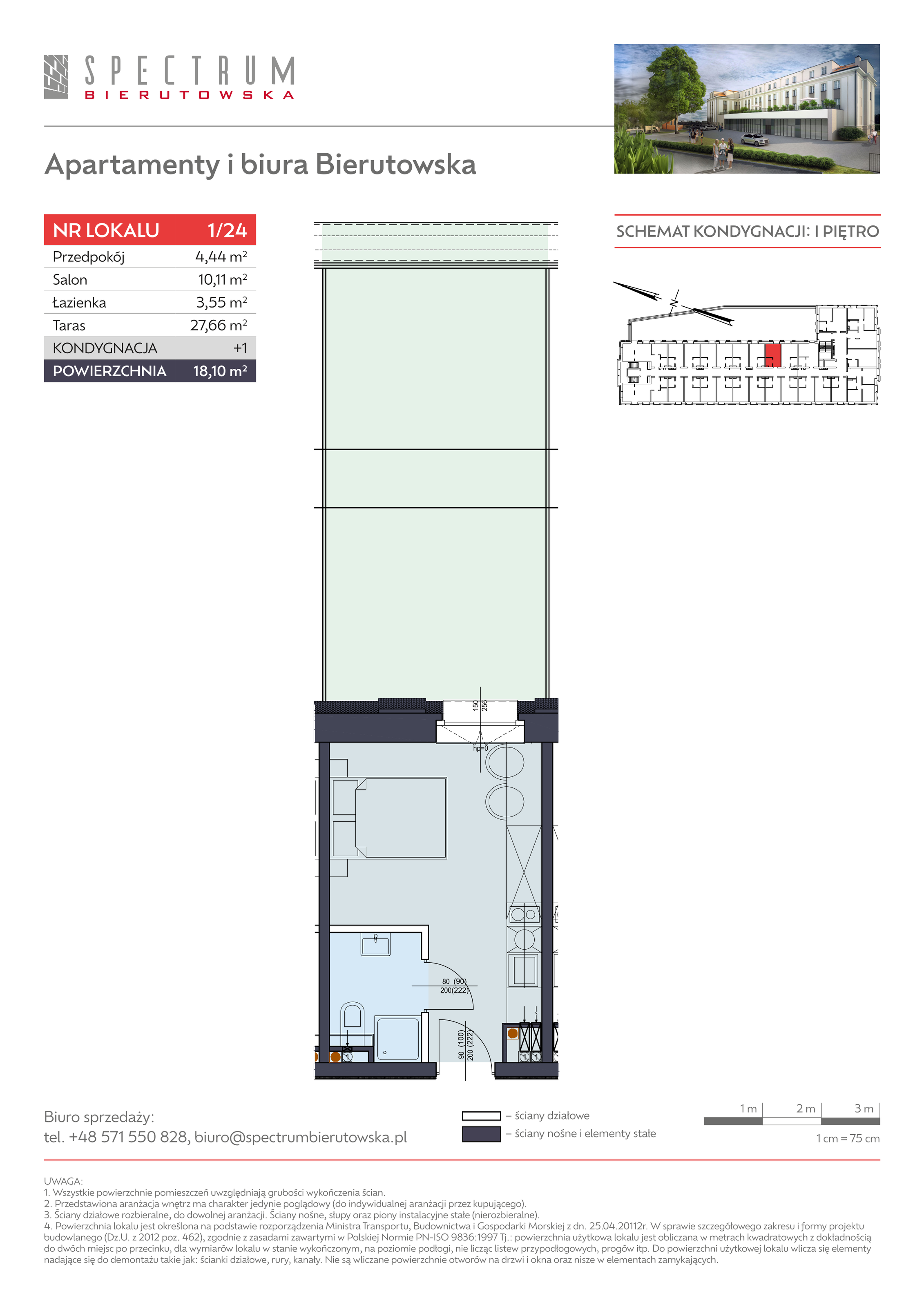 Apartament 18,10 m², piętro 1, oferta nr 1/24., Spectrum Bierutowska, Wrocław, Psie Pole-Zawidawie, Psie Pole, ul. Bierutowska-idx