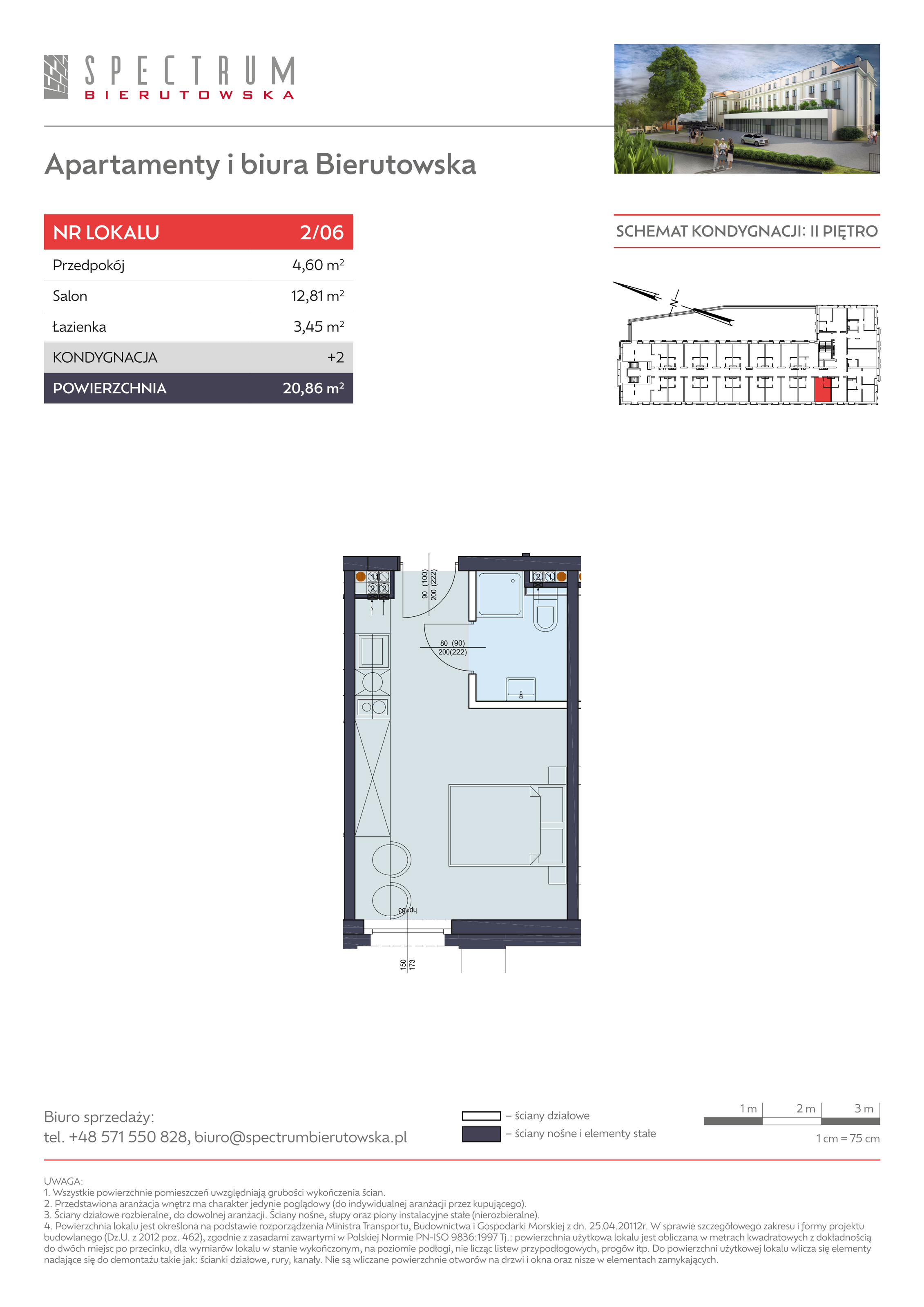 Apartament 20,86 m², piętro 2, oferta nr 2/06., Spectrum Bierutowska, Wrocław, Psie Pole-Zawidawie, Psie Pole, ul. Bierutowska-idx