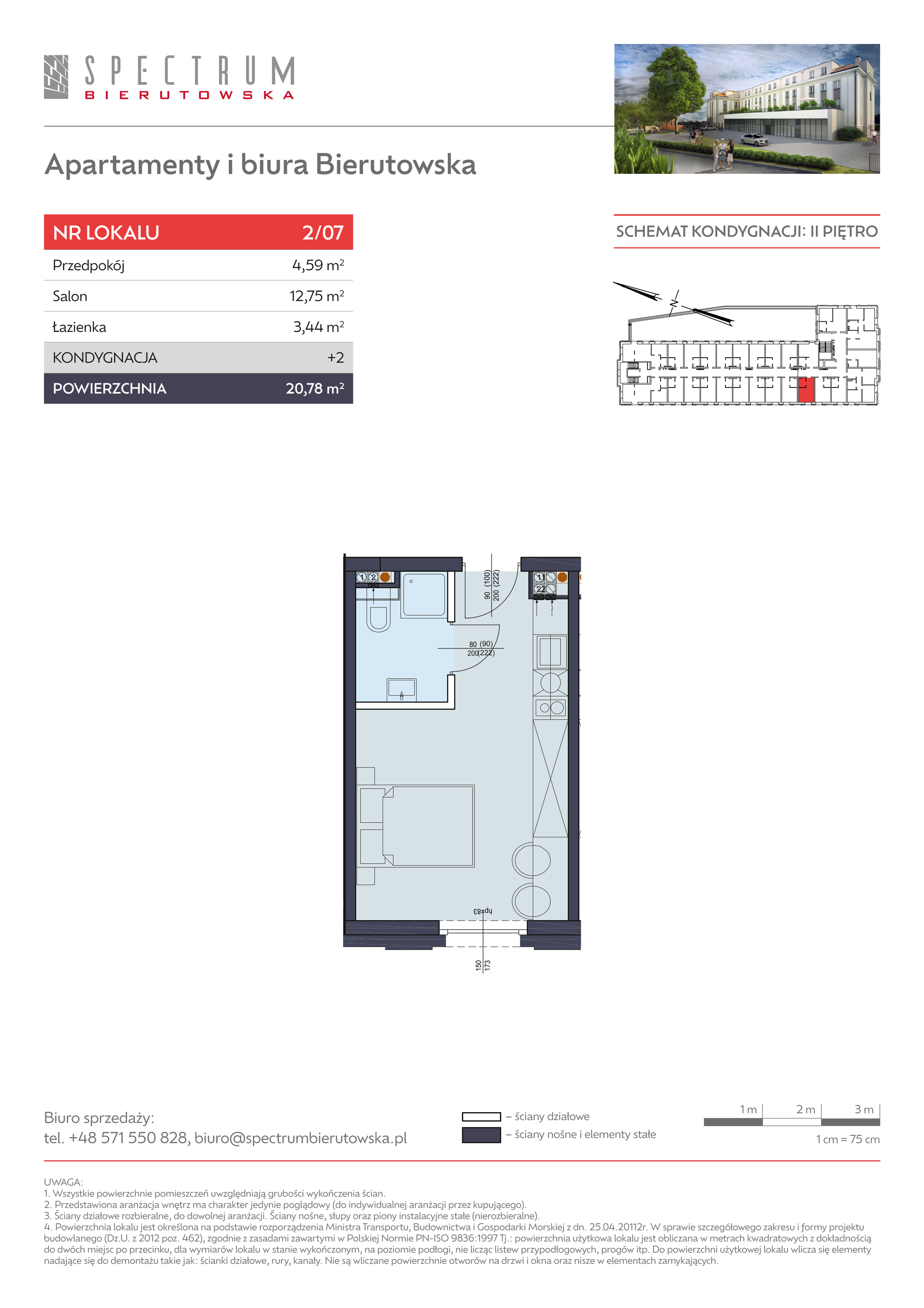 Apartament 20,78 m², piętro 2, oferta nr 2/07., Spectrum Bierutowska, Wrocław, Psie Pole-Zawidawie, Psie Pole, ul. Bierutowska-idx