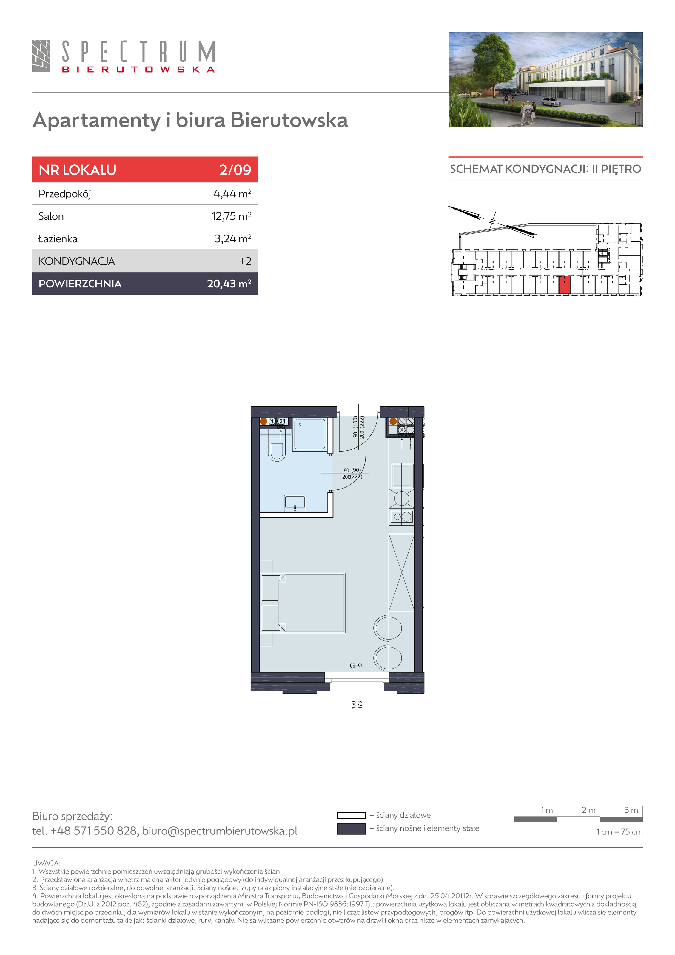 Apartament 20,43 m², piętro 2, oferta nr 2/09., Spectrum Bierutowska, Wrocław, Psie Pole-Zawidawie, Psie Pole, ul. Bierutowska-idx