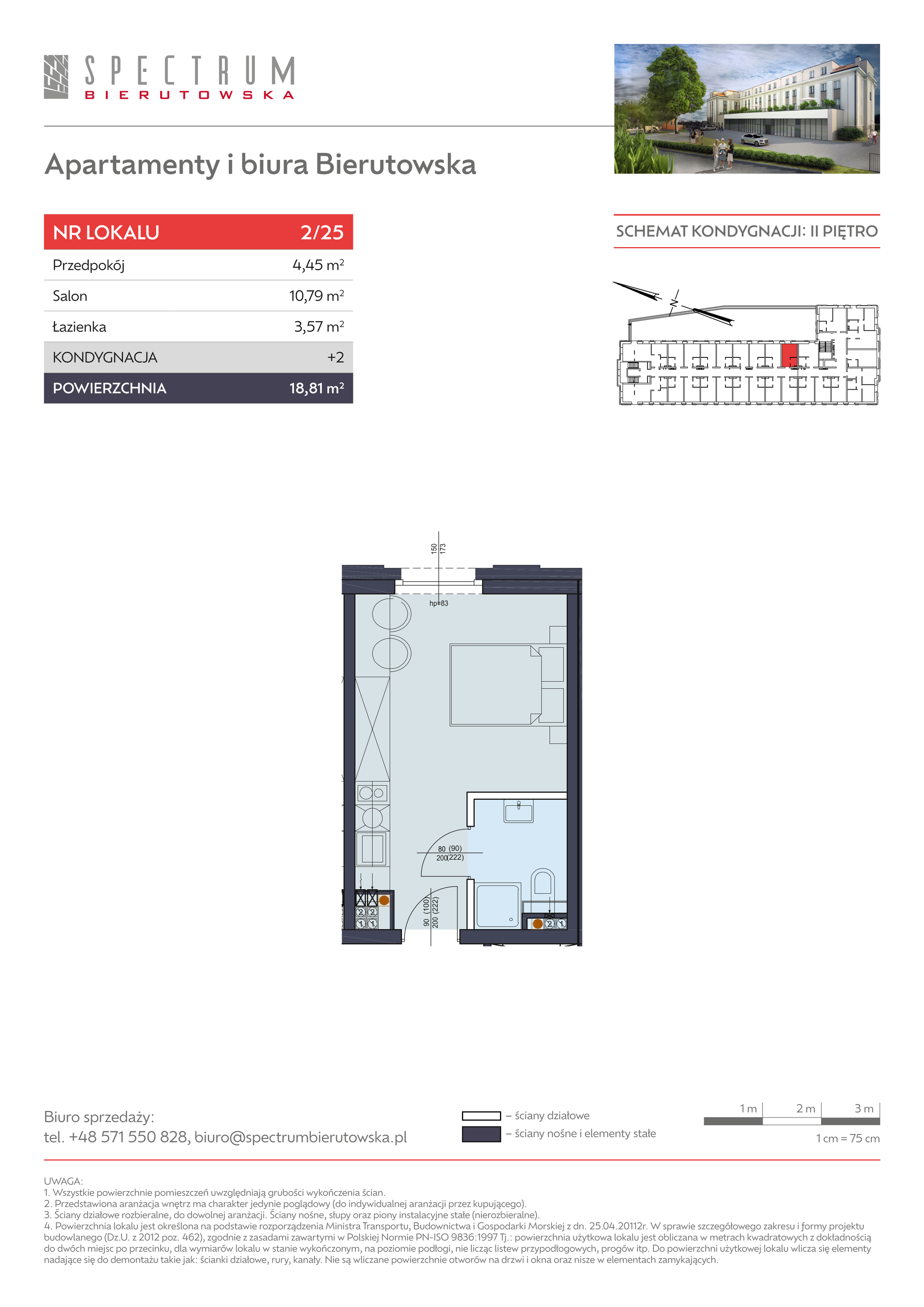 Apartament 18,81 m², piętro 2, oferta nr 2/25., Spectrum Bierutowska, Wrocław, Psie Pole-Zawidawie, Psie Pole, ul. Bierutowska-idx