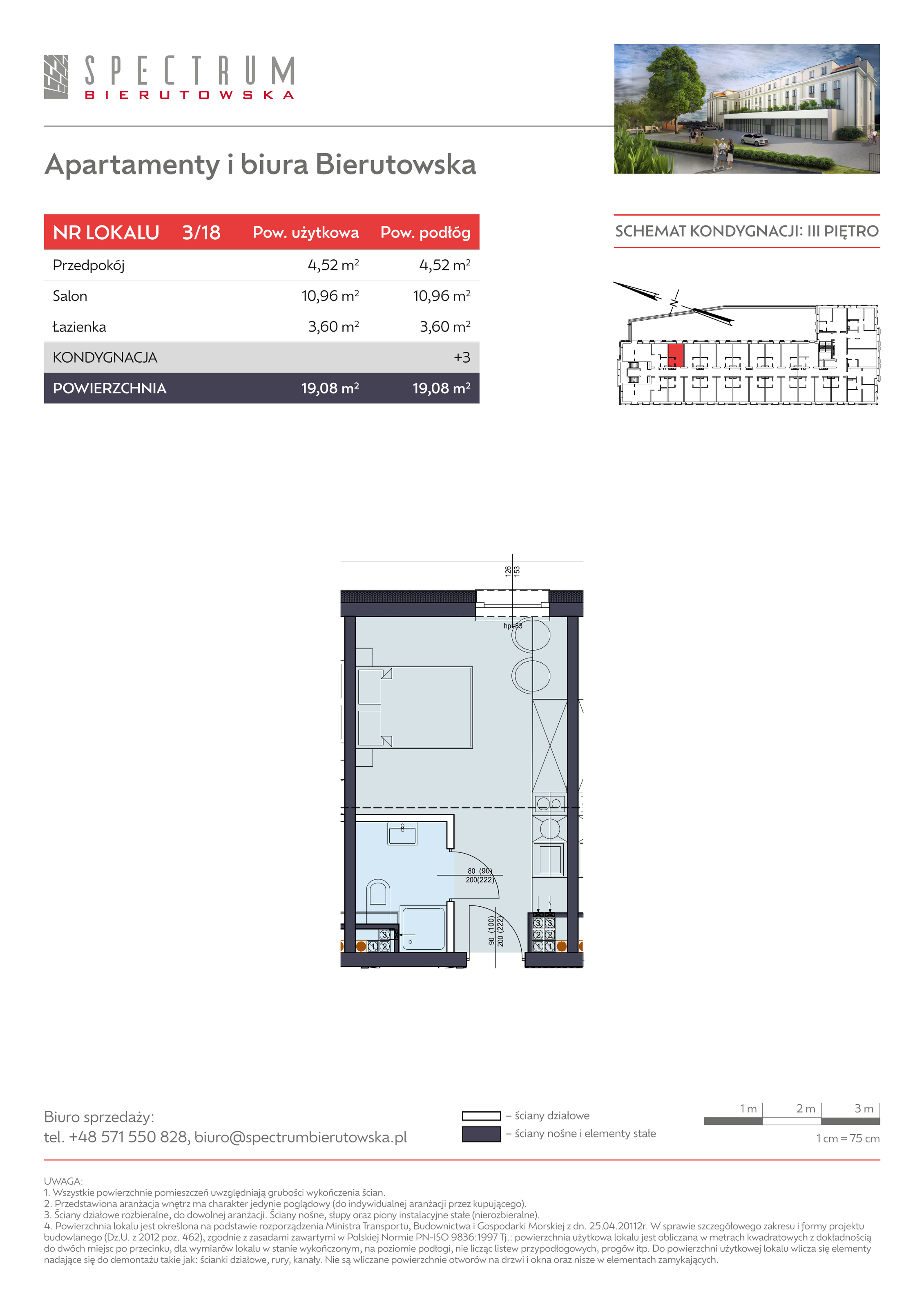 Apartament 19,08 m², piętro 3, oferta nr 3/18., Spectrum Bierutowska, Wrocław, Psie Pole-Zawidawie, Psie Pole, ul. Bierutowska-idx