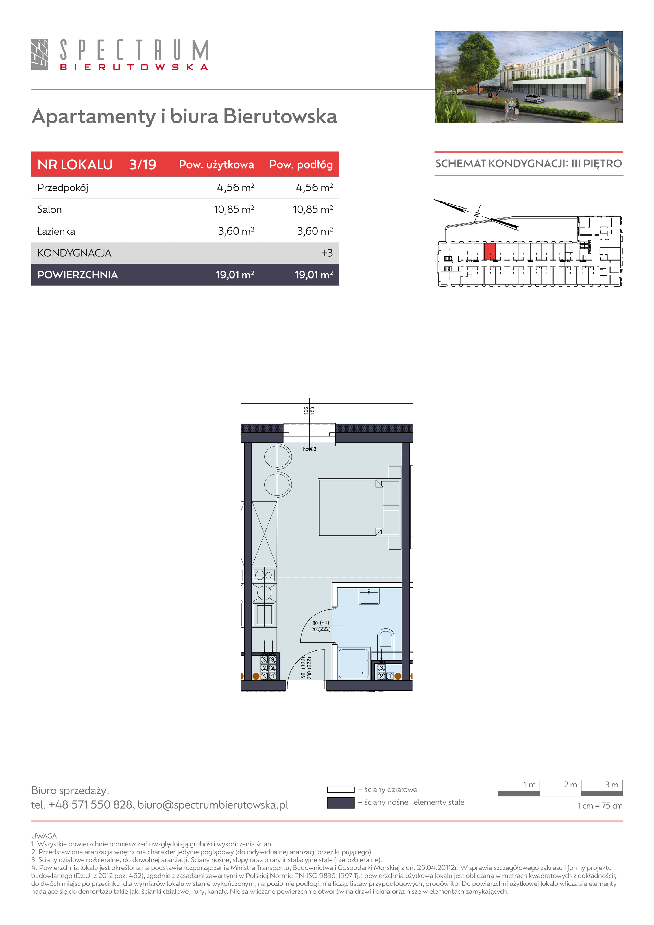 Apartament 19,01 m², piętro 3, oferta nr 3/19., Spectrum Bierutowska, Wrocław, Psie Pole-Zawidawie, Psie Pole, ul. Bierutowska-idx