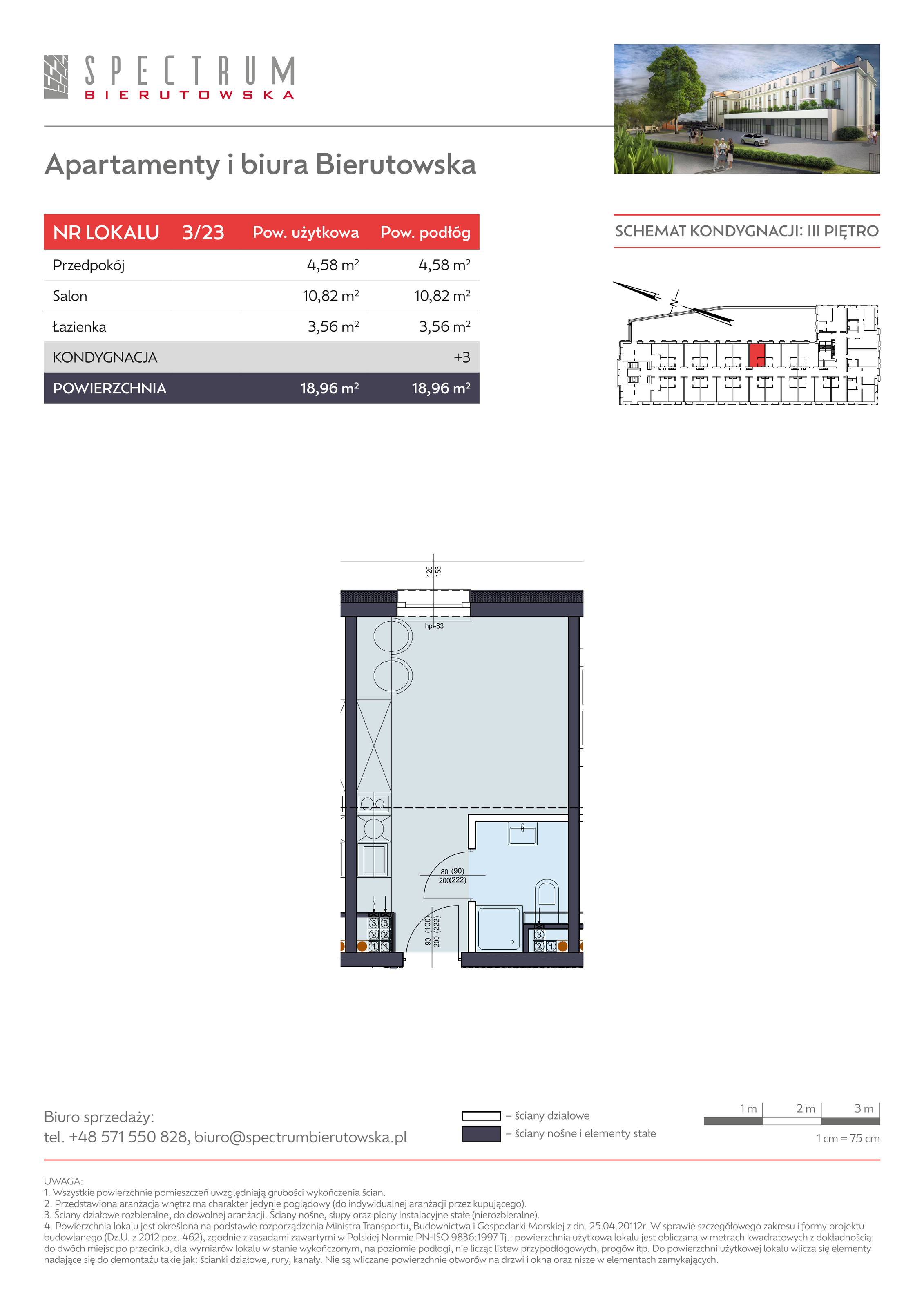 Apartament 18,96 m², piętro 3, oferta nr 3/23., Spectrum Bierutowska, Wrocław, Psie Pole-Zawidawie, Psie Pole, ul. Bierutowska-idx