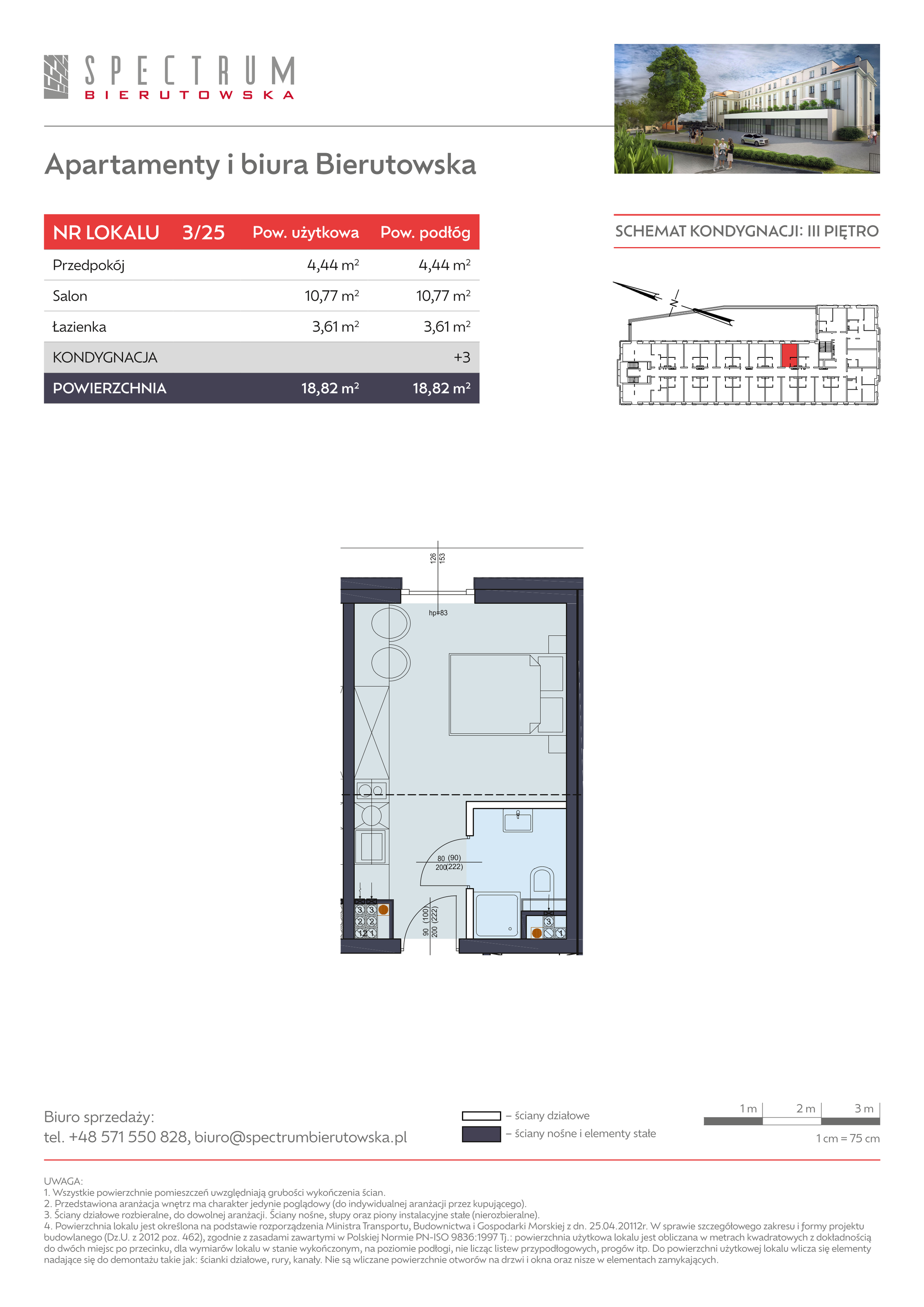 Apartament 18,82 m², piętro 3, oferta nr 3/25., Spectrum Bierutowska, Wrocław, Psie Pole-Zawidawie, Psie Pole, ul. Bierutowska-idx