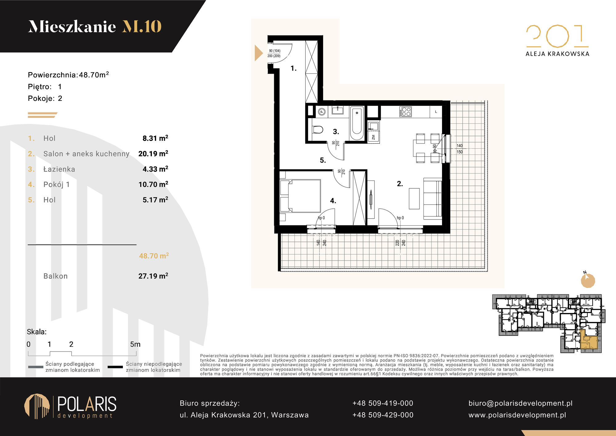 Mieszkanie 48,70 m², piętro 1, oferta nr M10, Aleja Krakowska 201, Warszawa, Włochy, Raków, al. Krakowska 201-idx