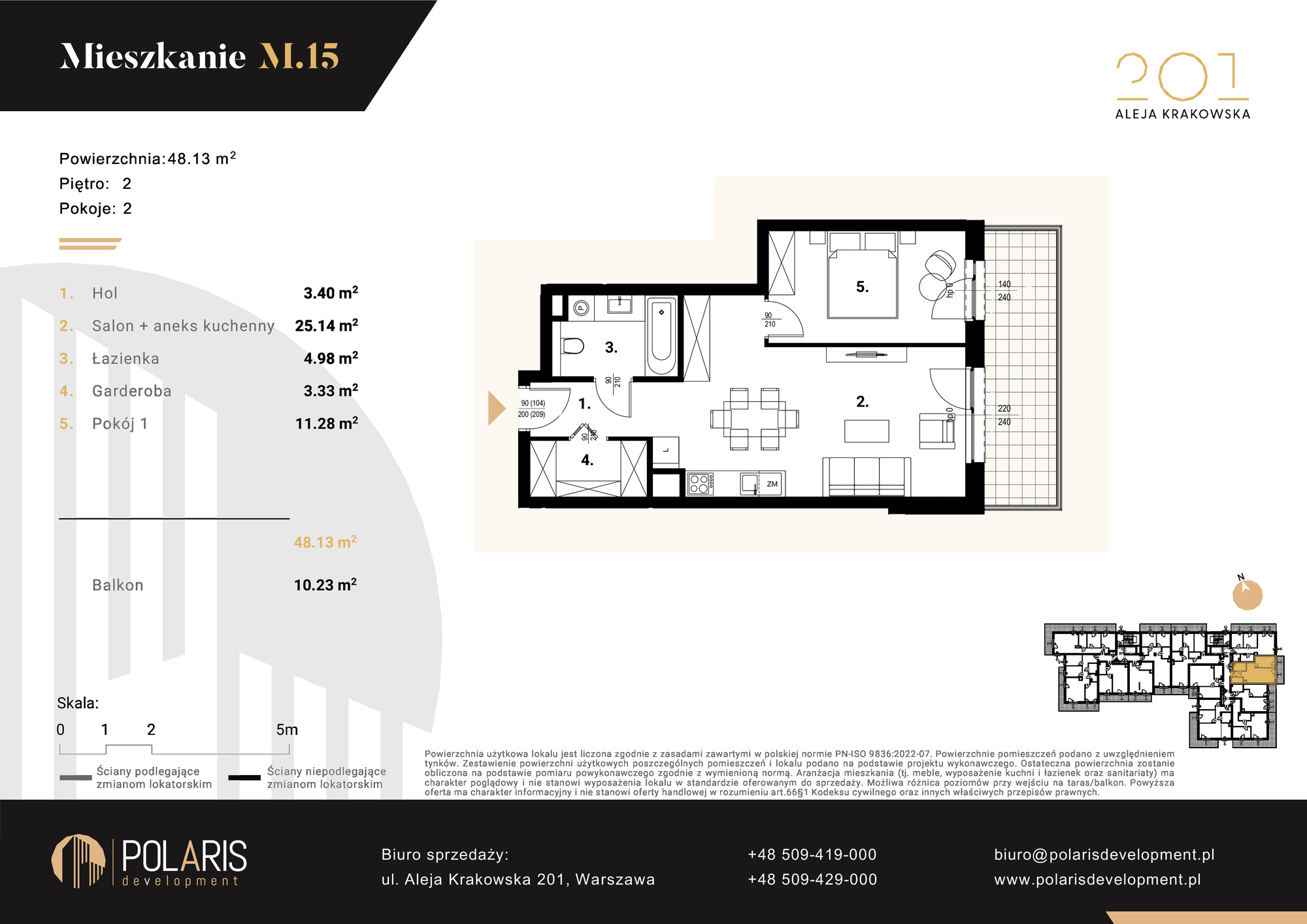 Mieszkanie 48,13 m², piętro 2, oferta nr M15, Aleja Krakowska 201, Warszawa, Włochy, Raków, al. Krakowska 201-idx