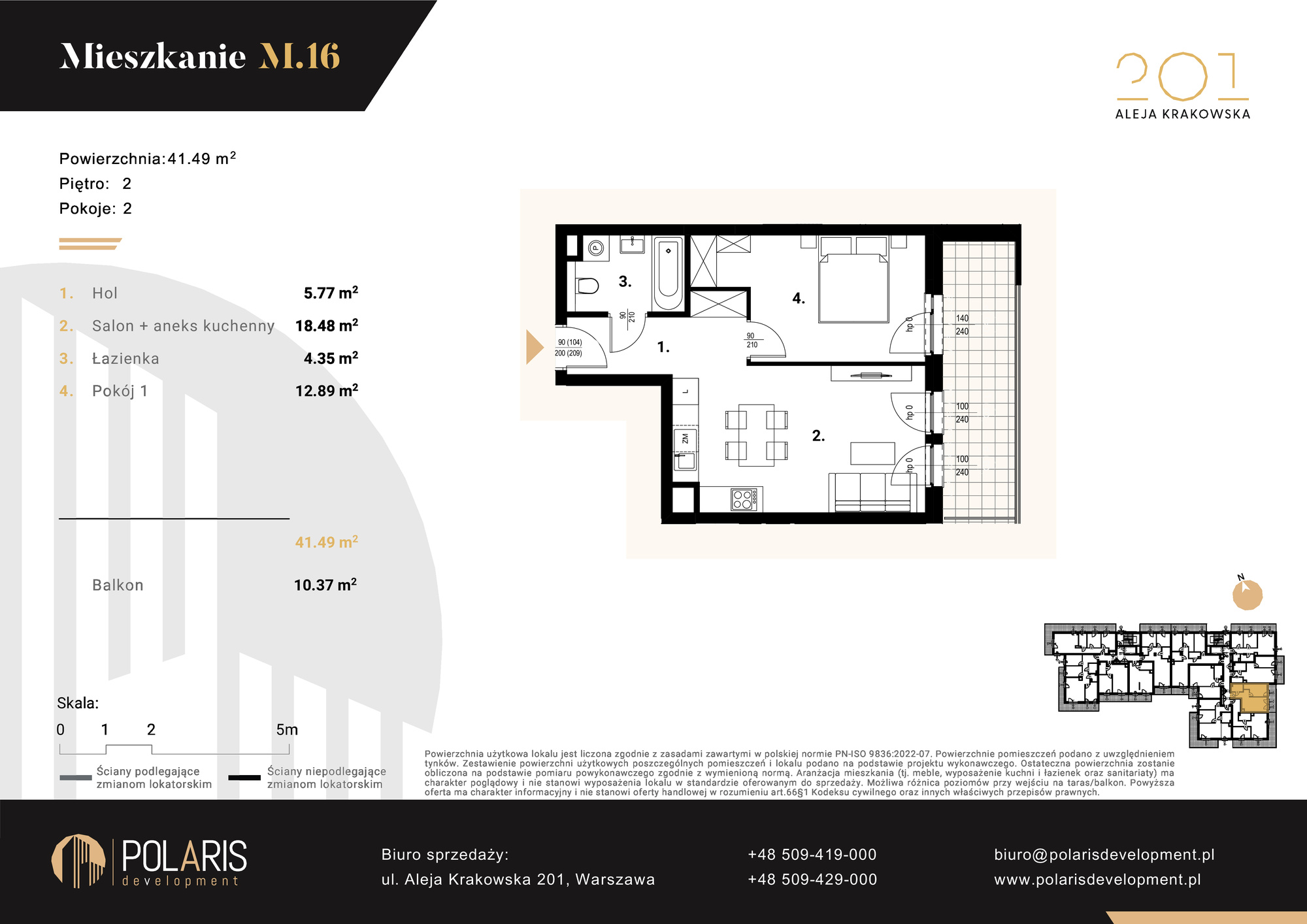 Mieszkanie 41,49 m², piętro 2, oferta nr M16, Aleja Krakowska 201, Warszawa, Włochy, Raków, al. Krakowska 201-idx