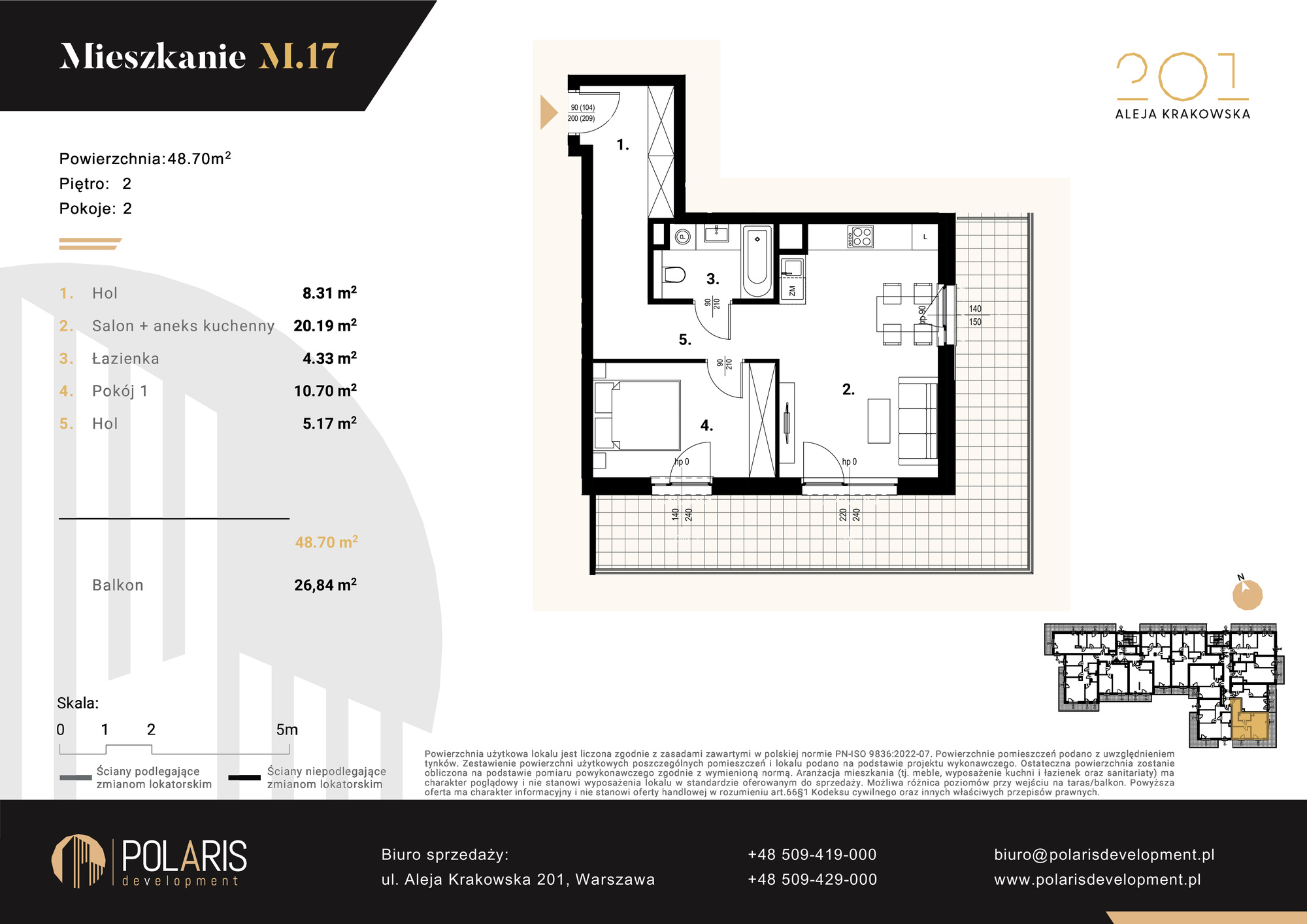 Mieszkanie 48,70 m², piętro 2, oferta nr M17, Aleja Krakowska 201, Warszawa, Włochy, Raków, al. Krakowska 201-idx