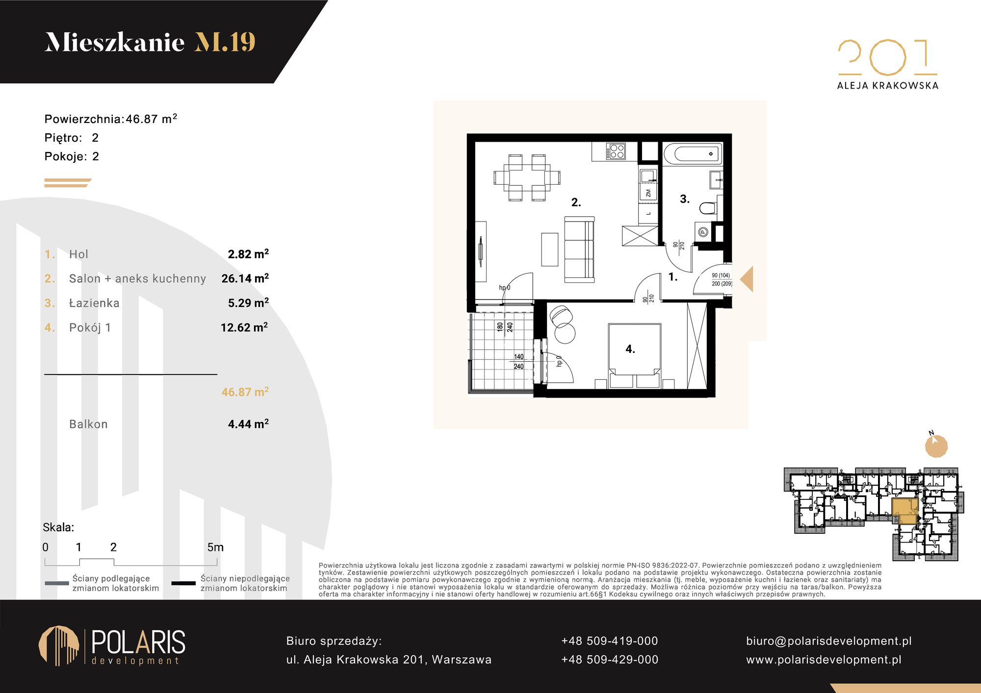 Mieszkanie 46,87 m², piętro 2, oferta nr M19, Aleja Krakowska 201, Warszawa, Włochy, Raków, al. Krakowska 201-idx