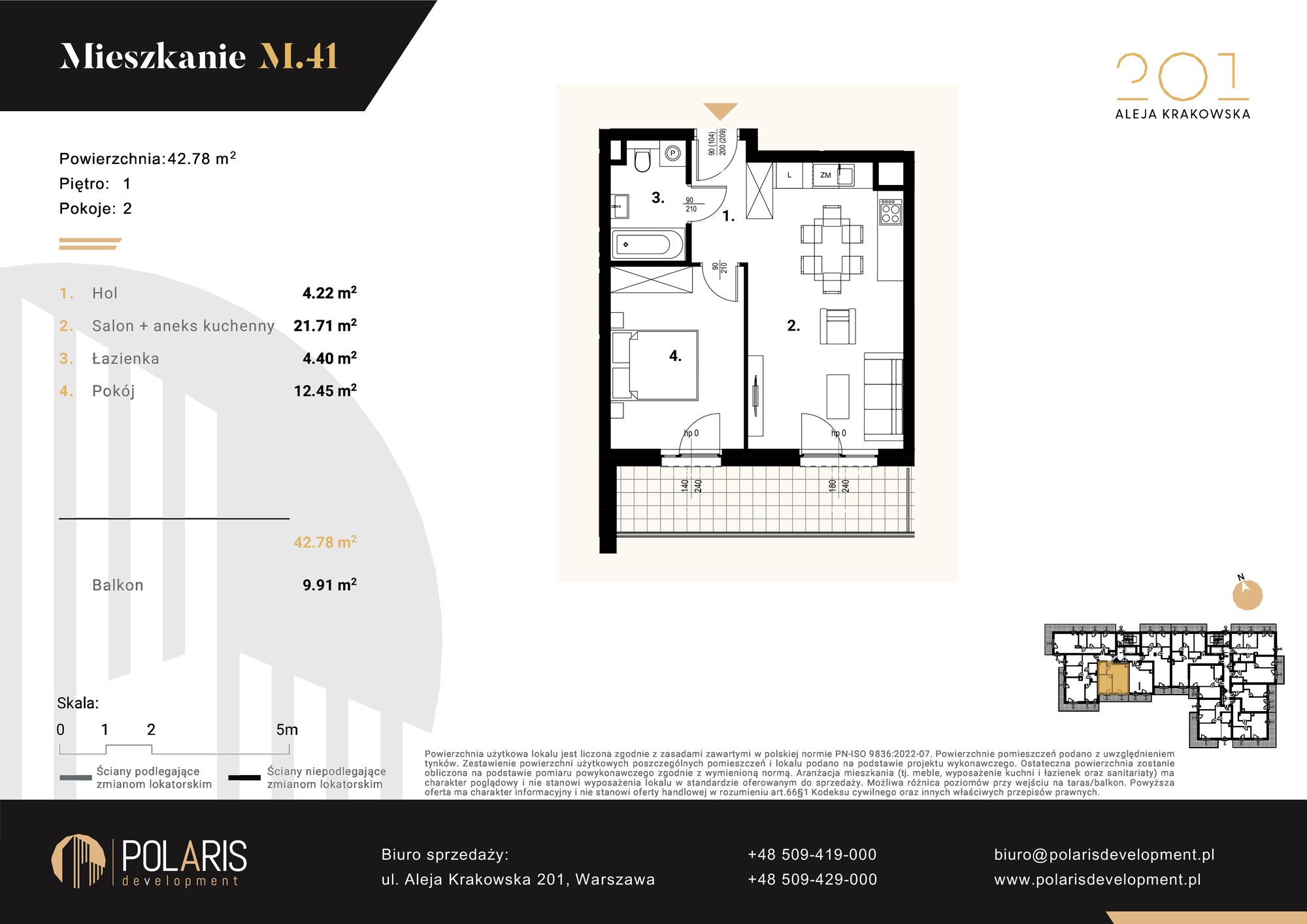 Mieszkanie 42,78 m², piętro 1, oferta nr M41, Aleja Krakowska 201, Warszawa, Włochy, Raków, al. Krakowska 201-idx