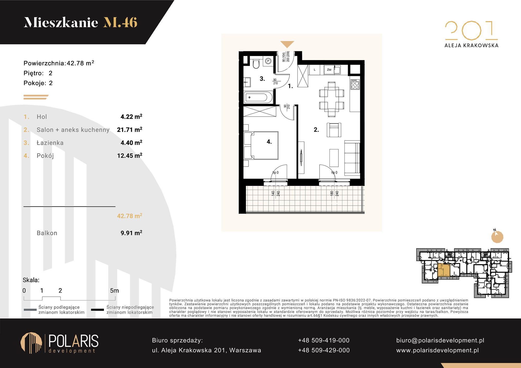 Mieszkanie 42,78 m², piętro 2, oferta nr M46, Aleja Krakowska 201, Warszawa, Włochy, Raków, al. Krakowska 201-idx