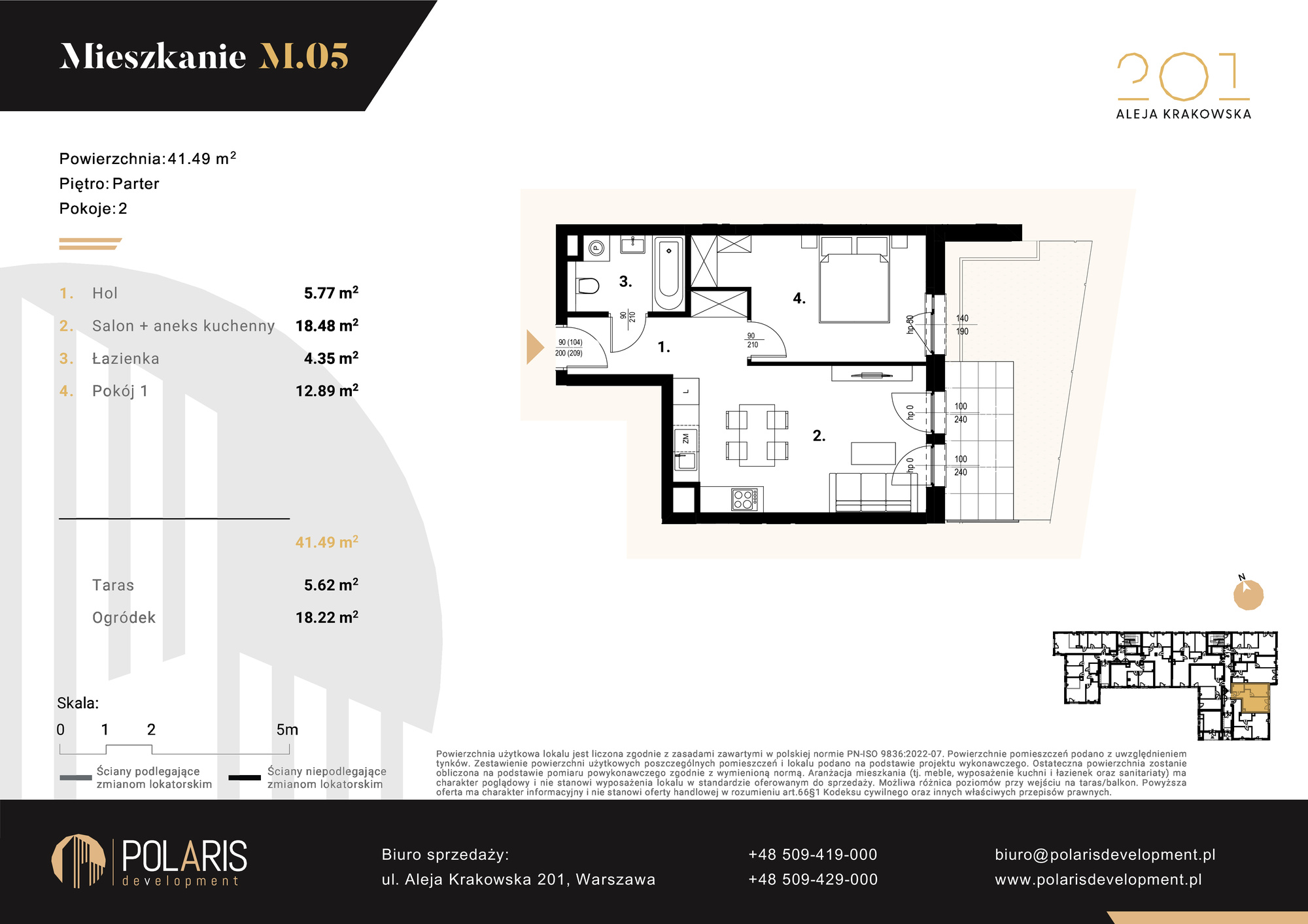 Mieszkanie 41,49 m², parter, oferta nr M5, Aleja Krakowska 201, Warszawa, Włochy, Raków, al. Krakowska 201-idx