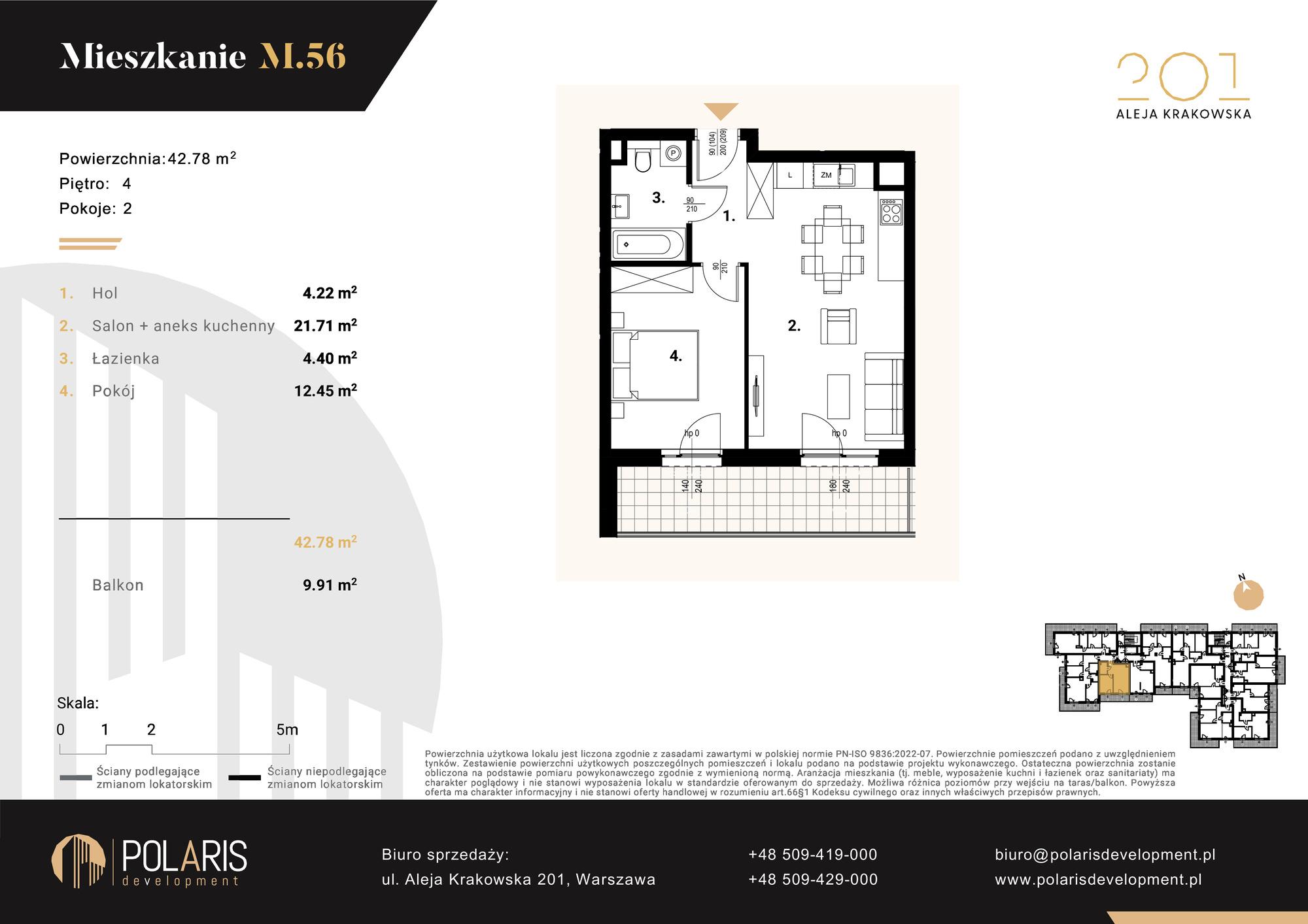 Mieszkanie 42,78 m², piętro 4, oferta nr M56, Aleja Krakowska 201, Warszawa, Włochy, Raków, al. Krakowska 201-idx