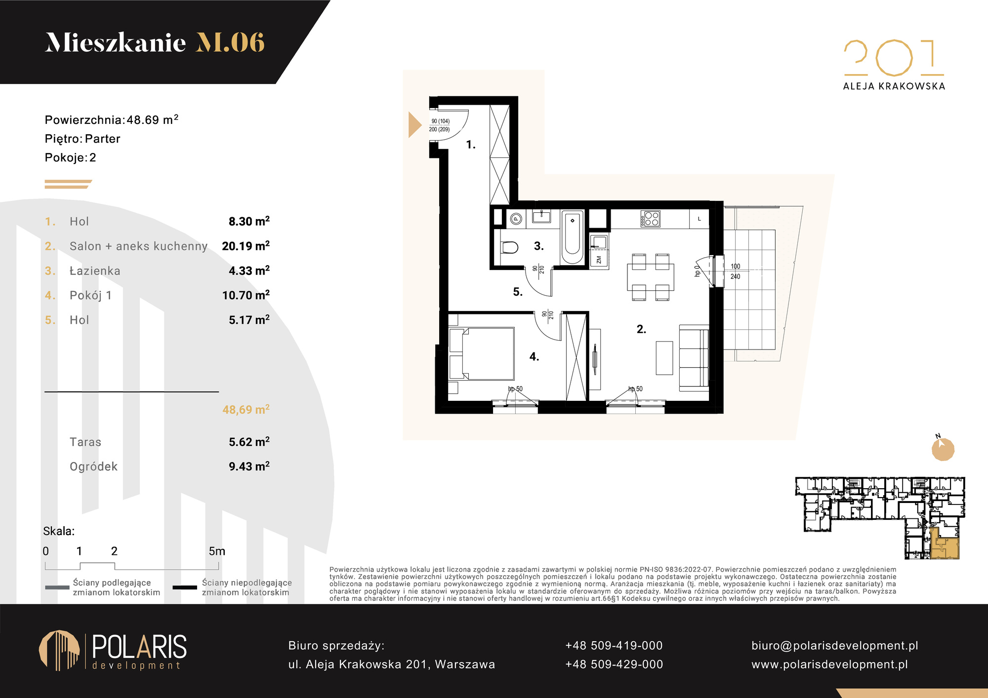 Mieszkanie 48,69 m², parter, oferta nr M6, Aleja Krakowska 201, Warszawa, Włochy, Raków, al. Krakowska 201-idx