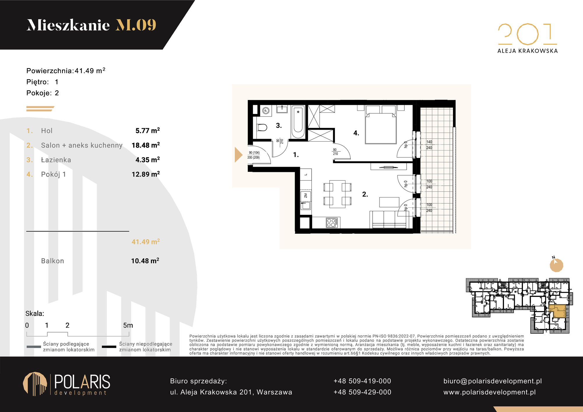 Mieszkanie 41,49 m², piętro 1, oferta nr M9, Aleja Krakowska 201, Warszawa, Włochy, Raków, al. Krakowska 201-idx