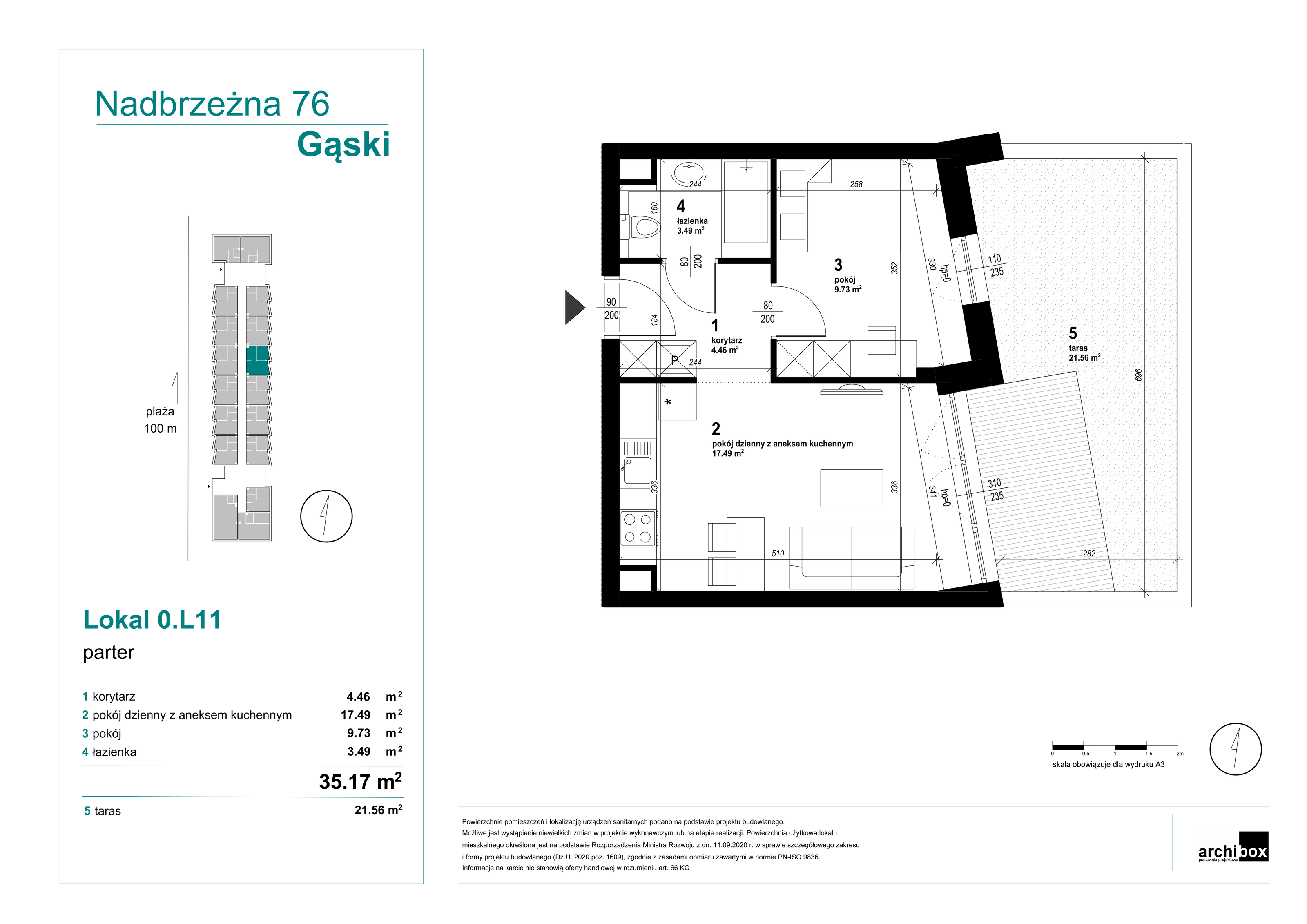 Mieszkanie 35,17 m², parter, oferta nr 0.11., Goose Bay, Gąski, ul. Nadbrzeżna 76-idx