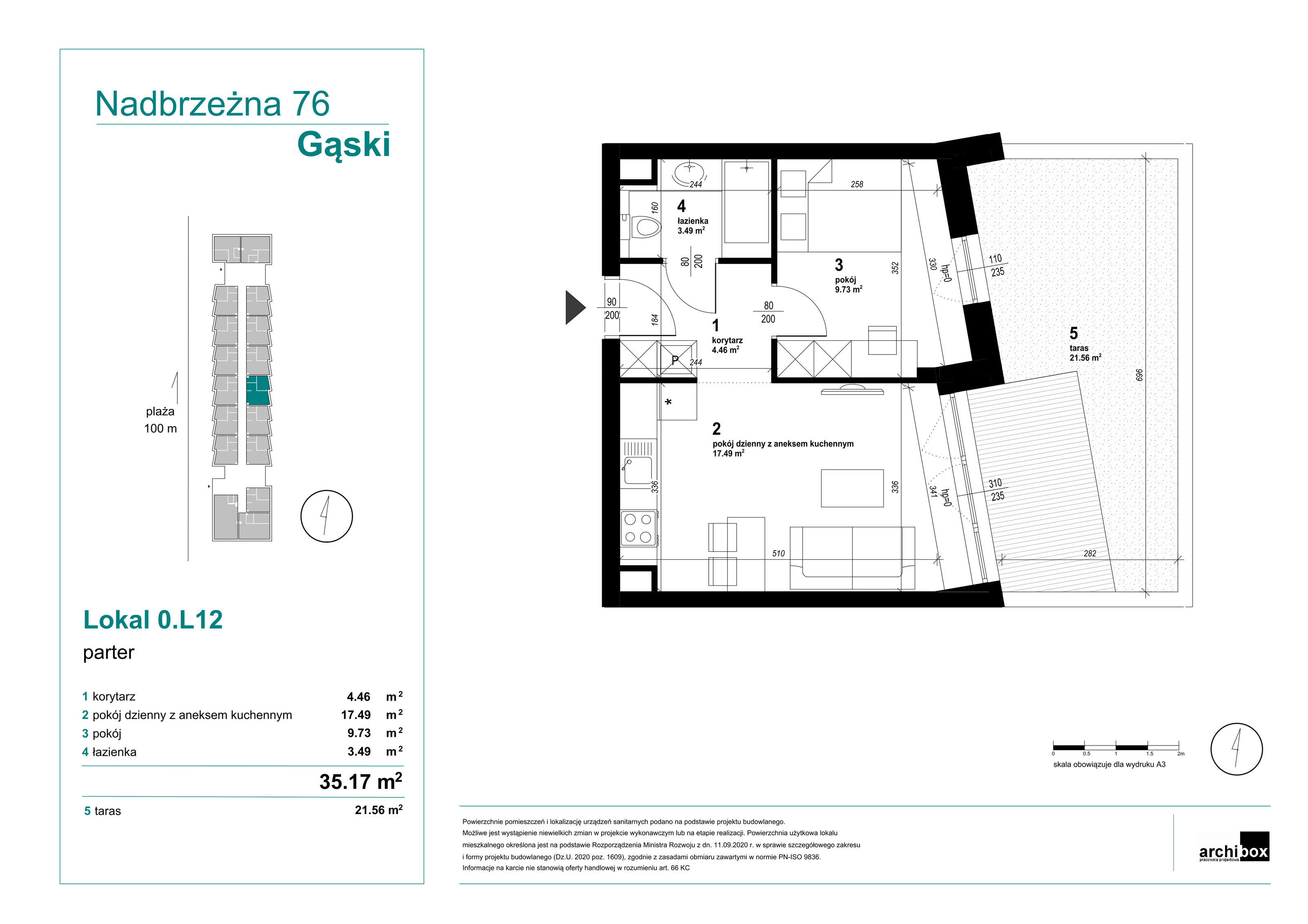 Mieszkanie 35,17 m², parter, oferta nr 0.12., Goose Bay, Gąski, ul. Nadbrzeżna 76-idx