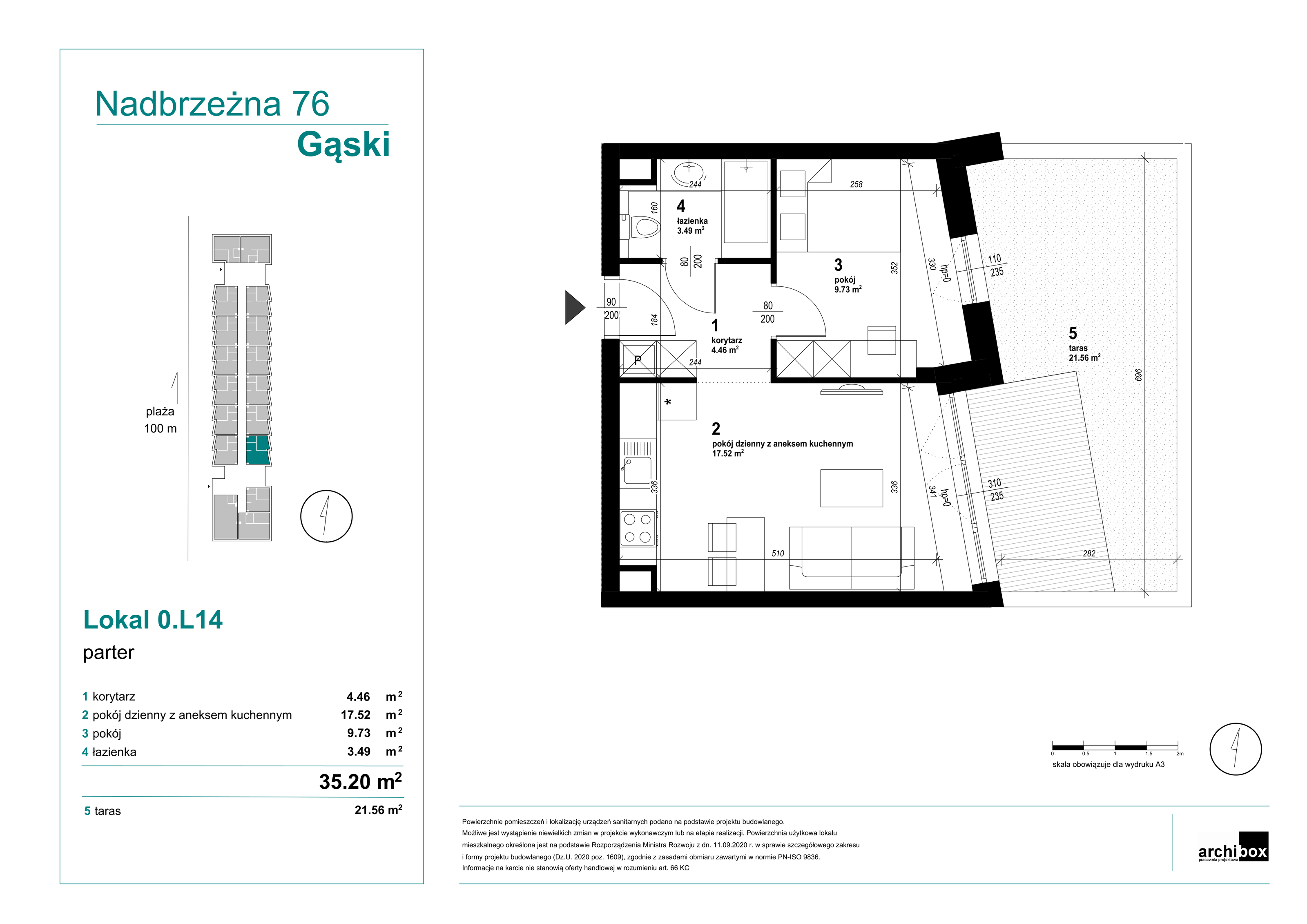 Mieszkanie 35,17 m², parter, oferta nr 0.14., Goose Bay, Gąski, ul. Nadbrzeżna 76-idx