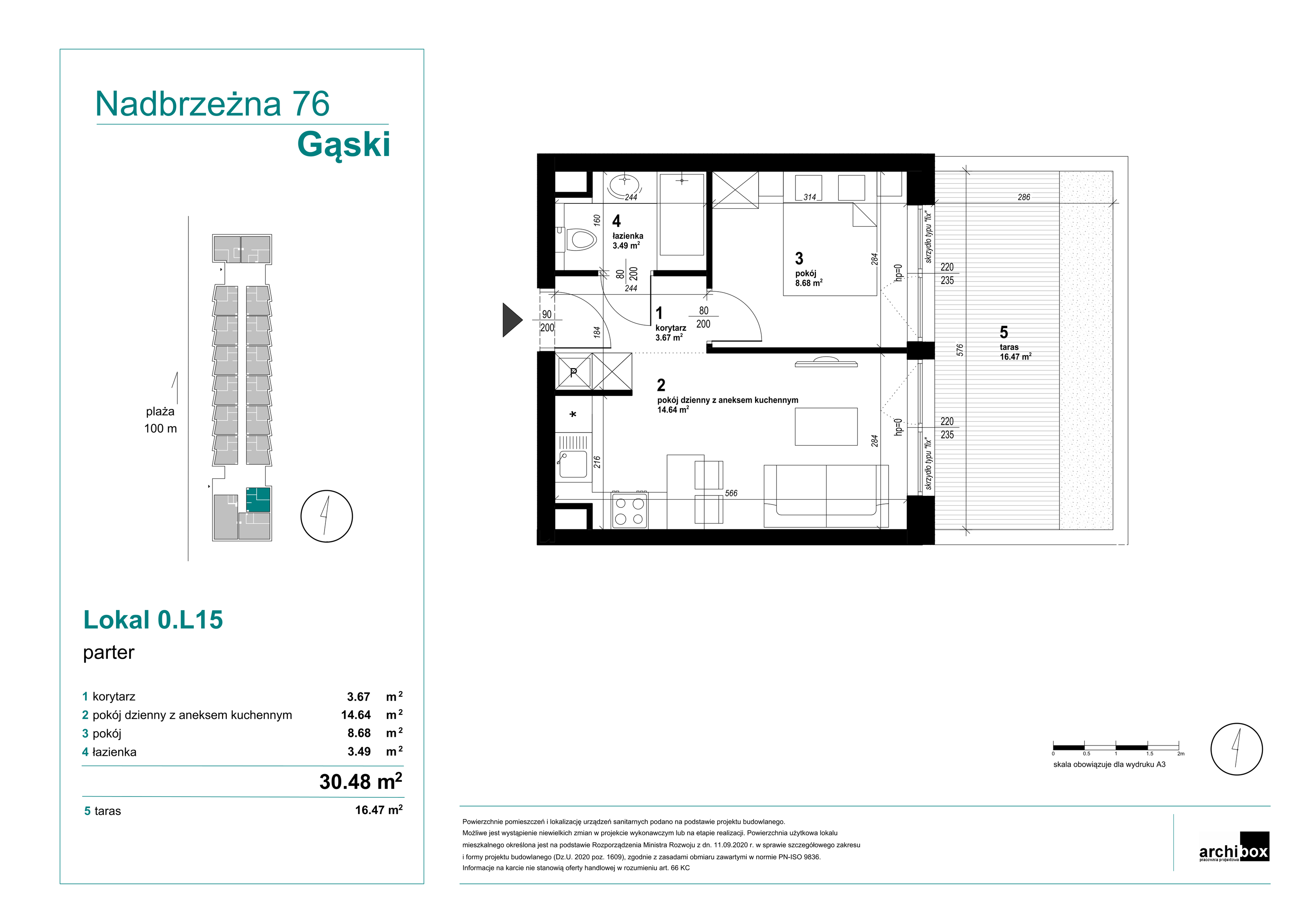 Mieszkanie 30,46 m², parter, oferta nr 0.15., Goose Bay, Gąski, ul. Nadbrzeżna 76-idx