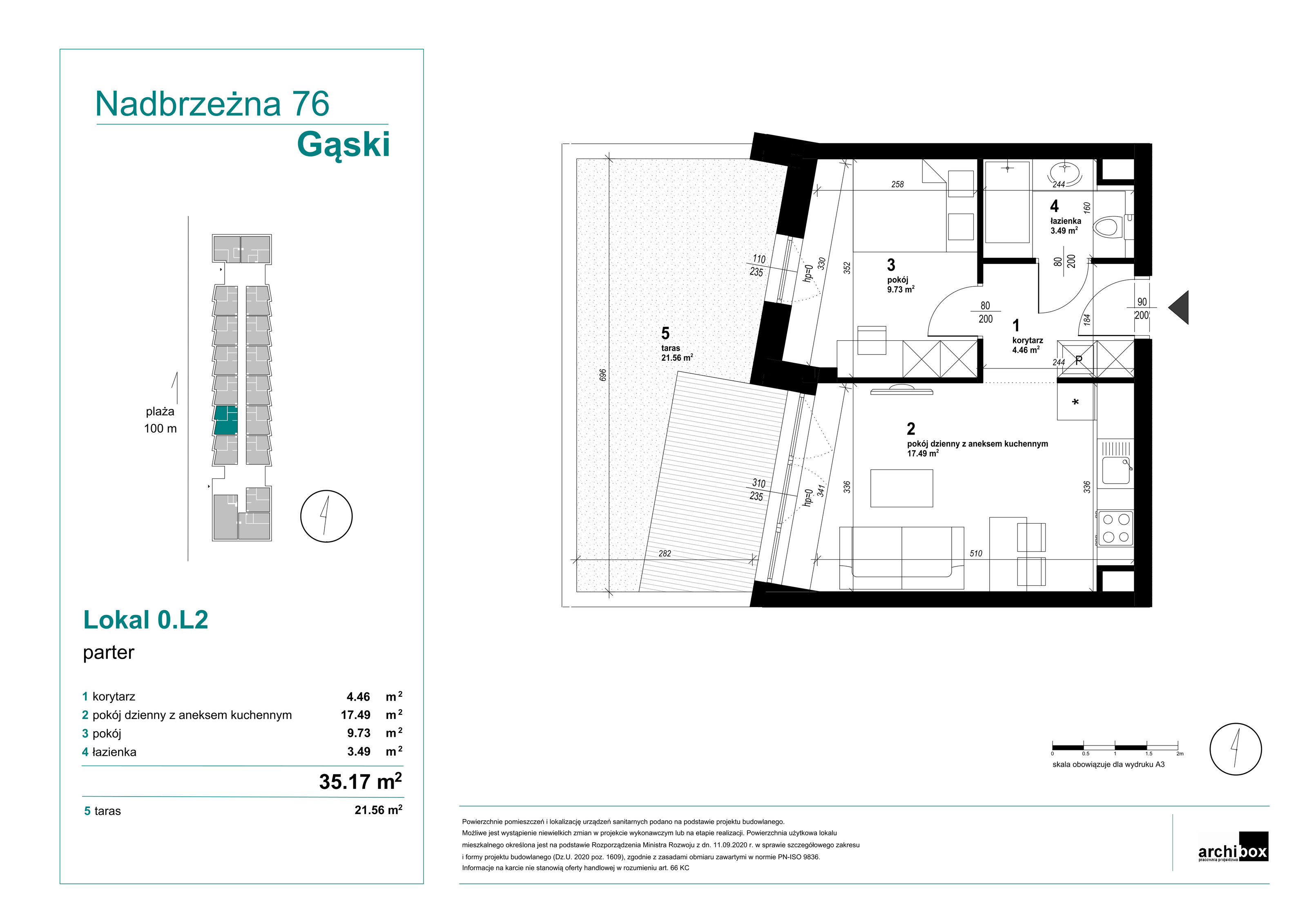 Mieszkanie 35,17 m², parter, oferta nr 0.2., Goose Bay, Gąski, ul. Nadbrzeżna 76-idx