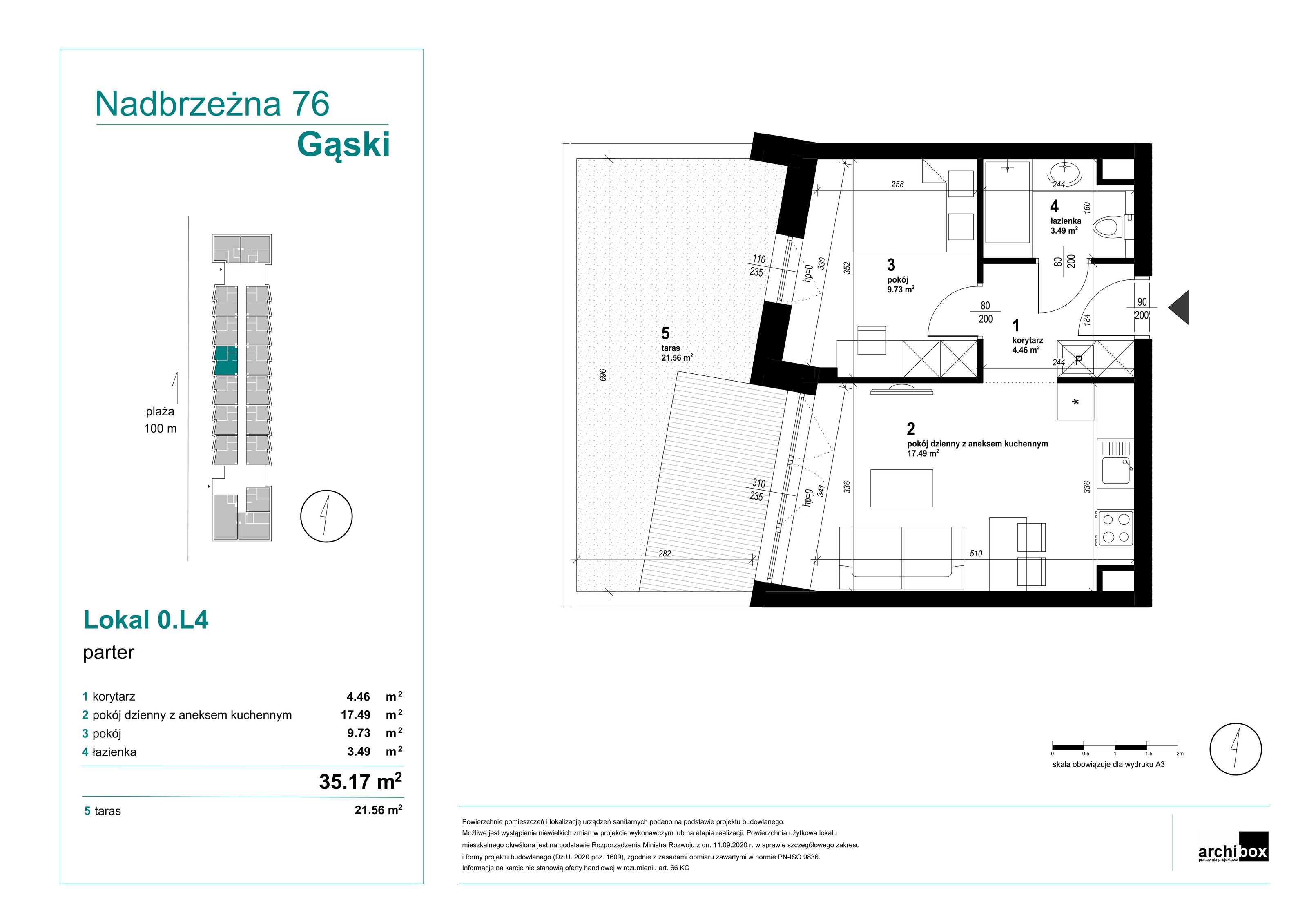 Mieszkanie 35,17 m², parter, oferta nr 0.4., Goose Bay, Gąski, ul. Nadbrzeżna 76-idx