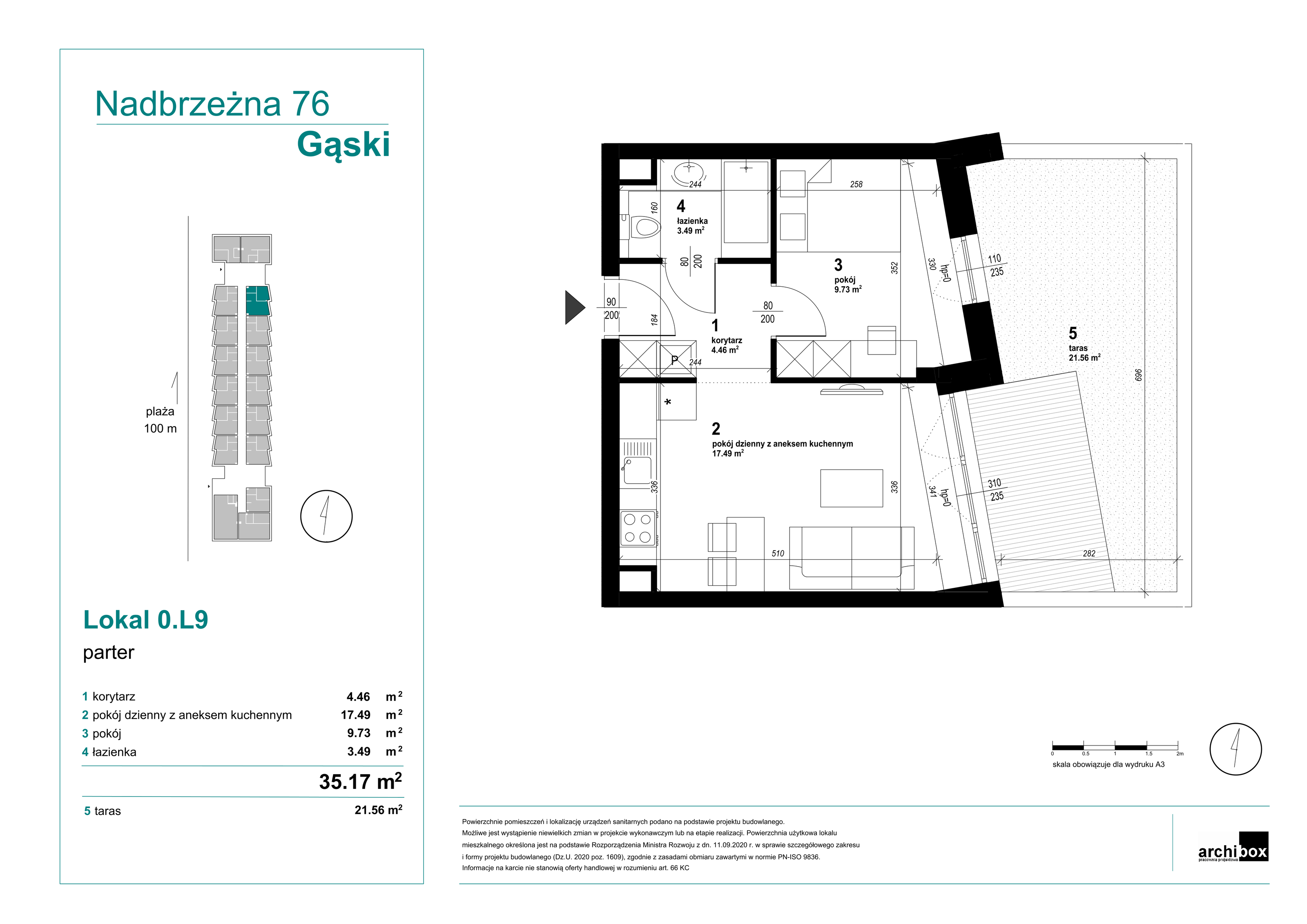 Mieszkanie 35,17 m², parter, oferta nr 0.9., Goose Bay, Gąski, ul. Nadbrzeżna 76-idx