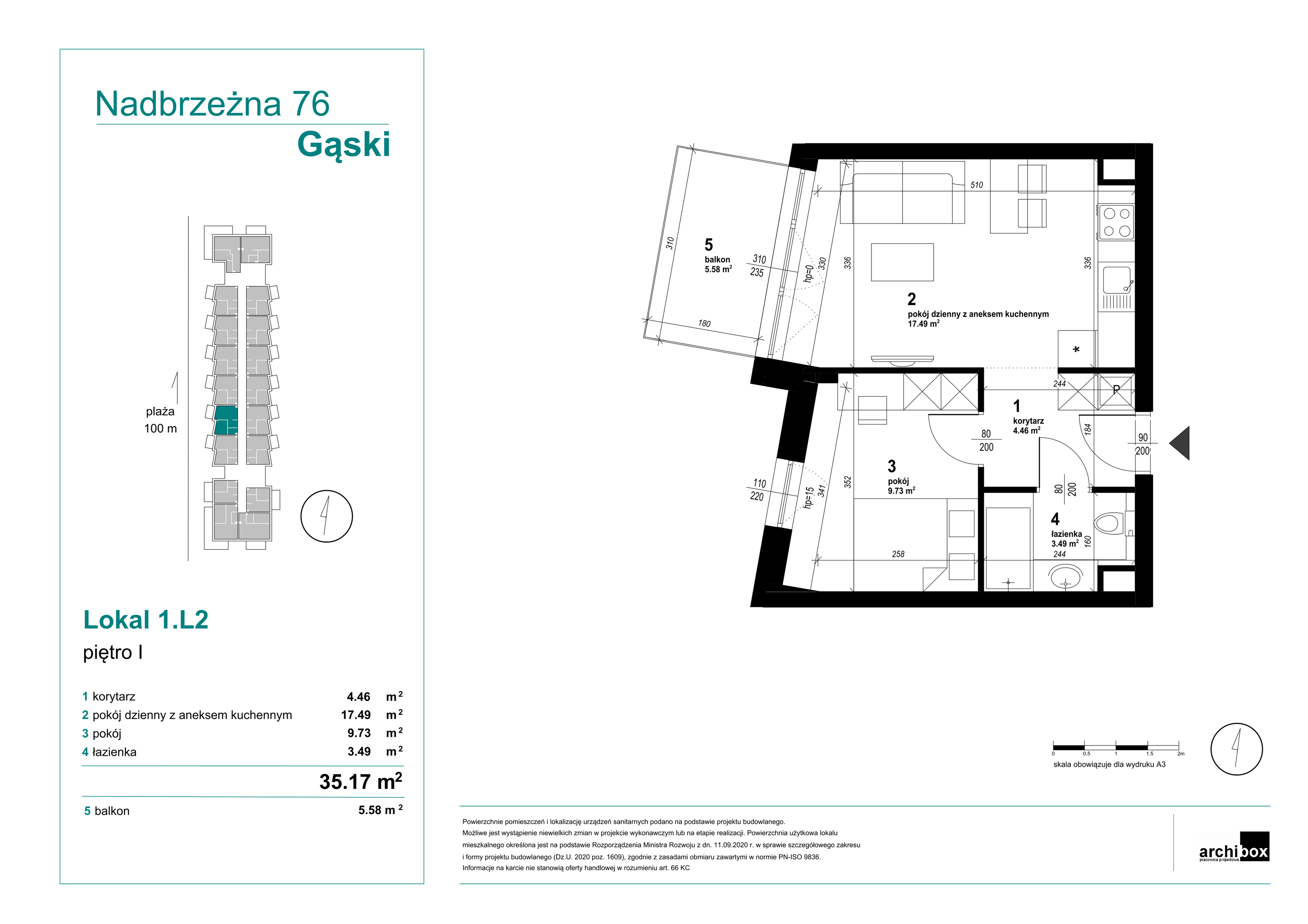 Mieszkanie 35,17 m², piętro 1, oferta nr 1.2., Goose Bay, Gąski, ul. Nadbrzeżna 76-idx