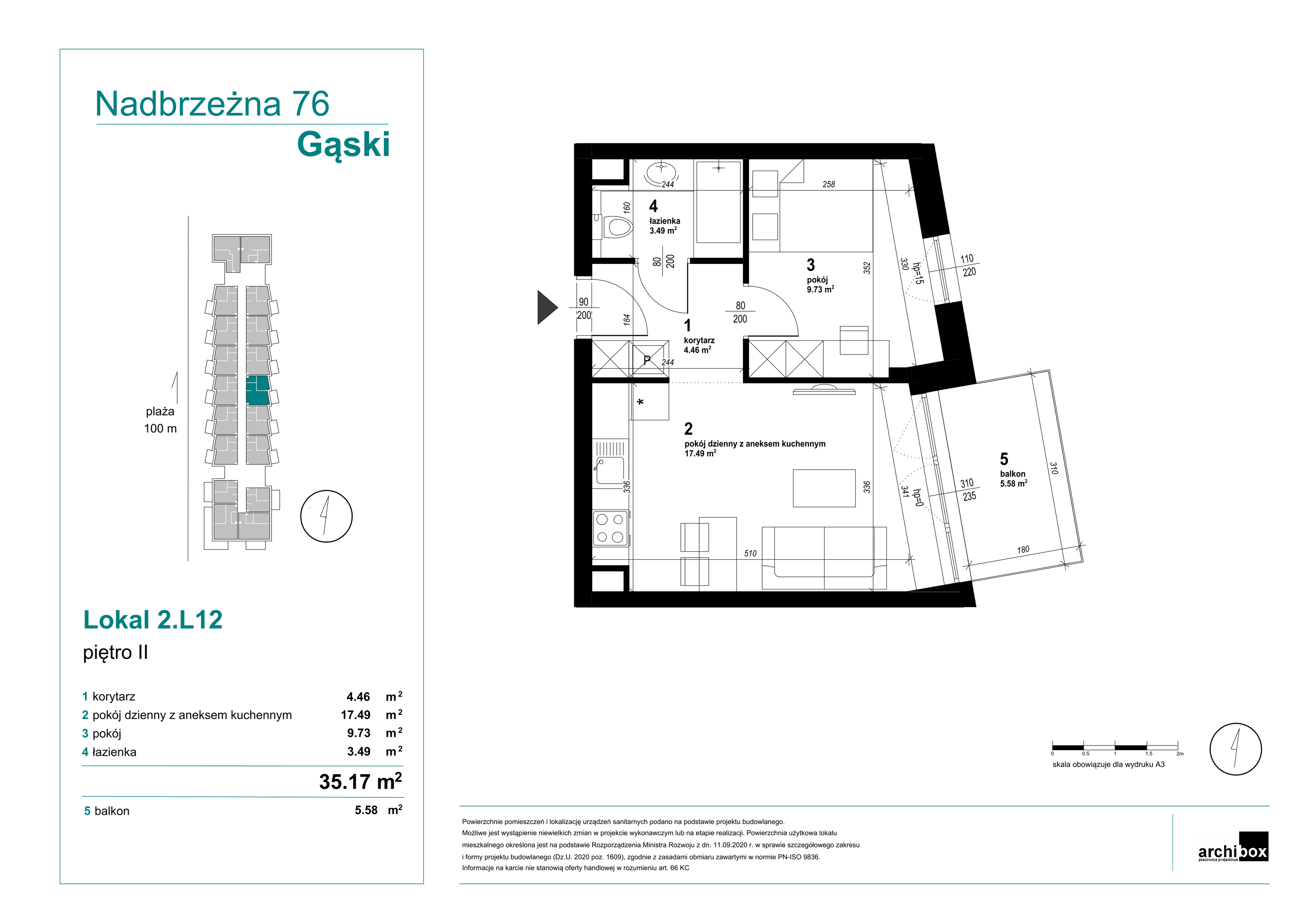 Mieszkanie 35,17 m², piętro 2, oferta nr 2.12., Goose Bay, Gąski, ul. Nadbrzeżna 76-idx