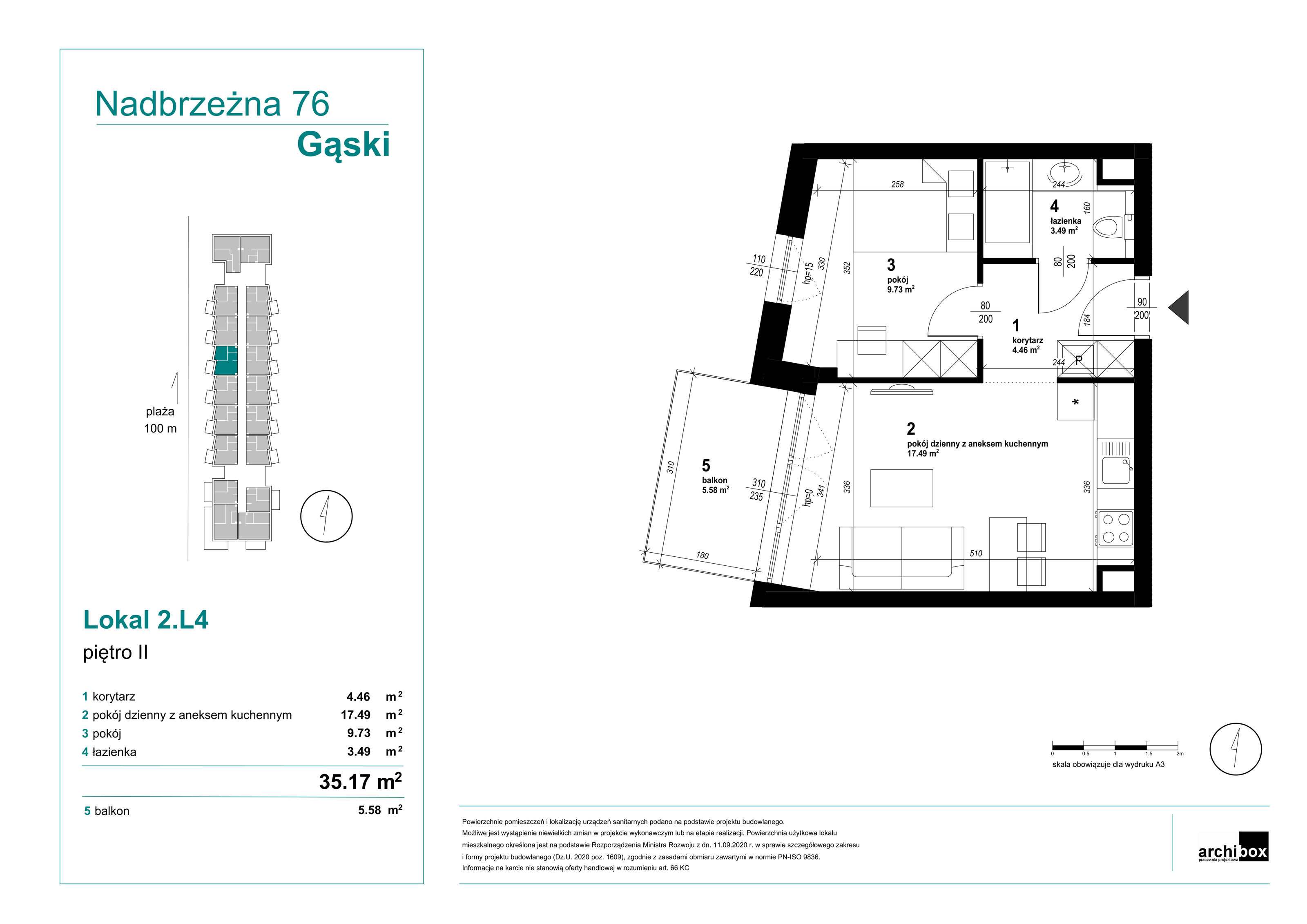 Mieszkanie 35,17 m², piętro 2, oferta nr 2.4., Goose Bay, Gąski, ul. Nadbrzeżna 76-idx