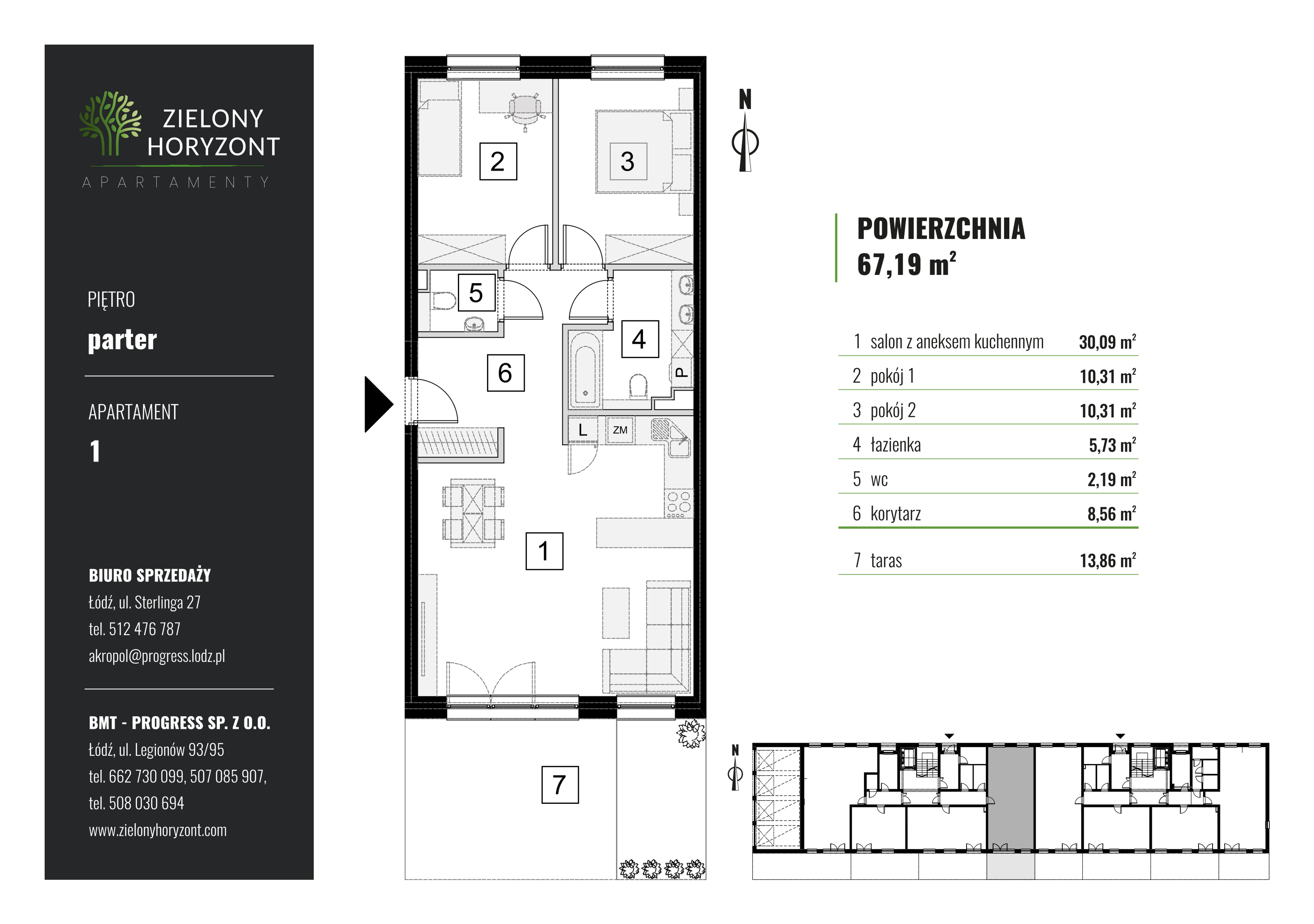 Mieszkanie 67,19 m², parter, oferta nr 1_M_01, Zielony Horyzont Apartamenty, Łódź, Widzew, ul. Jędrowizna-idx