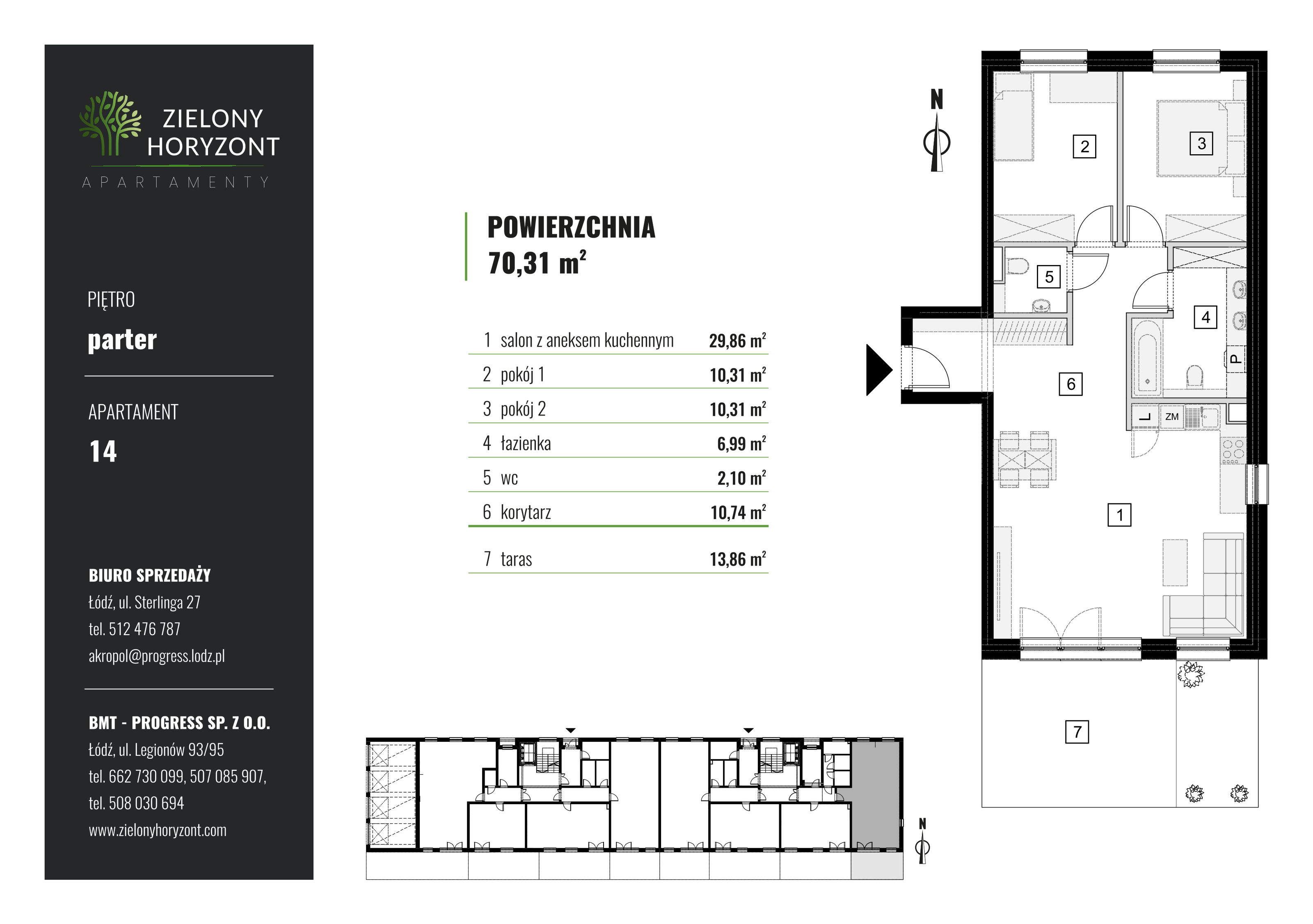 Mieszkanie 70,31 m², parter, oferta nr 1_M_14, Zielony Horyzont Apartamenty, Łódź, Widzew, ul. Jędrowizna-idx