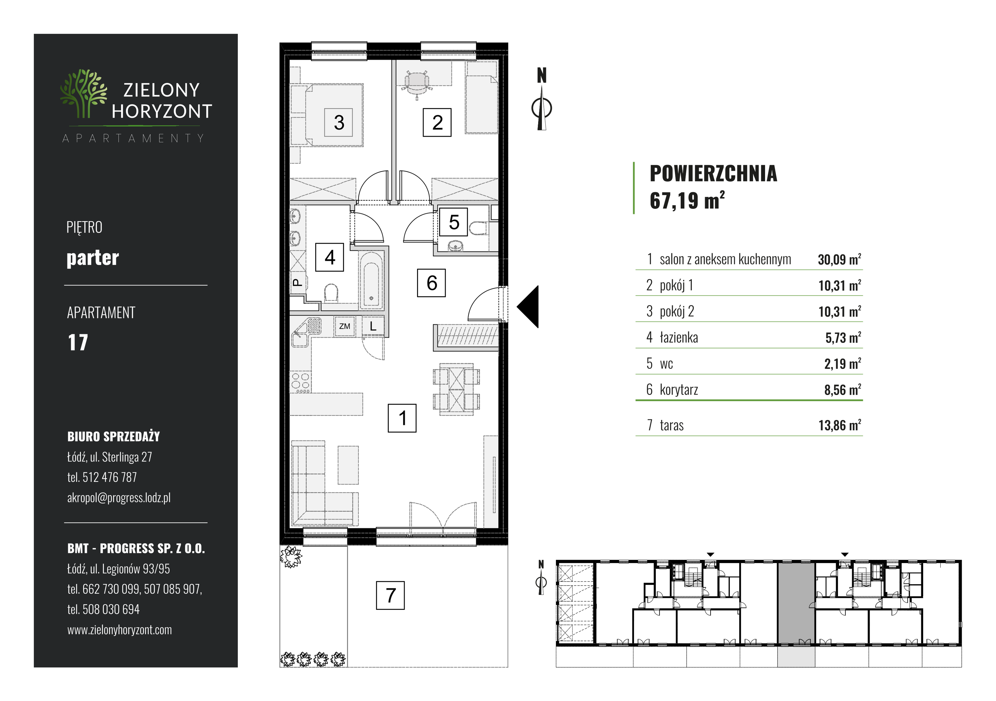 Mieszkanie 67,19 m², parter, oferta nr 1_M_17, Zielony Horyzont Apartamenty, Łódź, Widzew, ul. Jędrowizna-idx