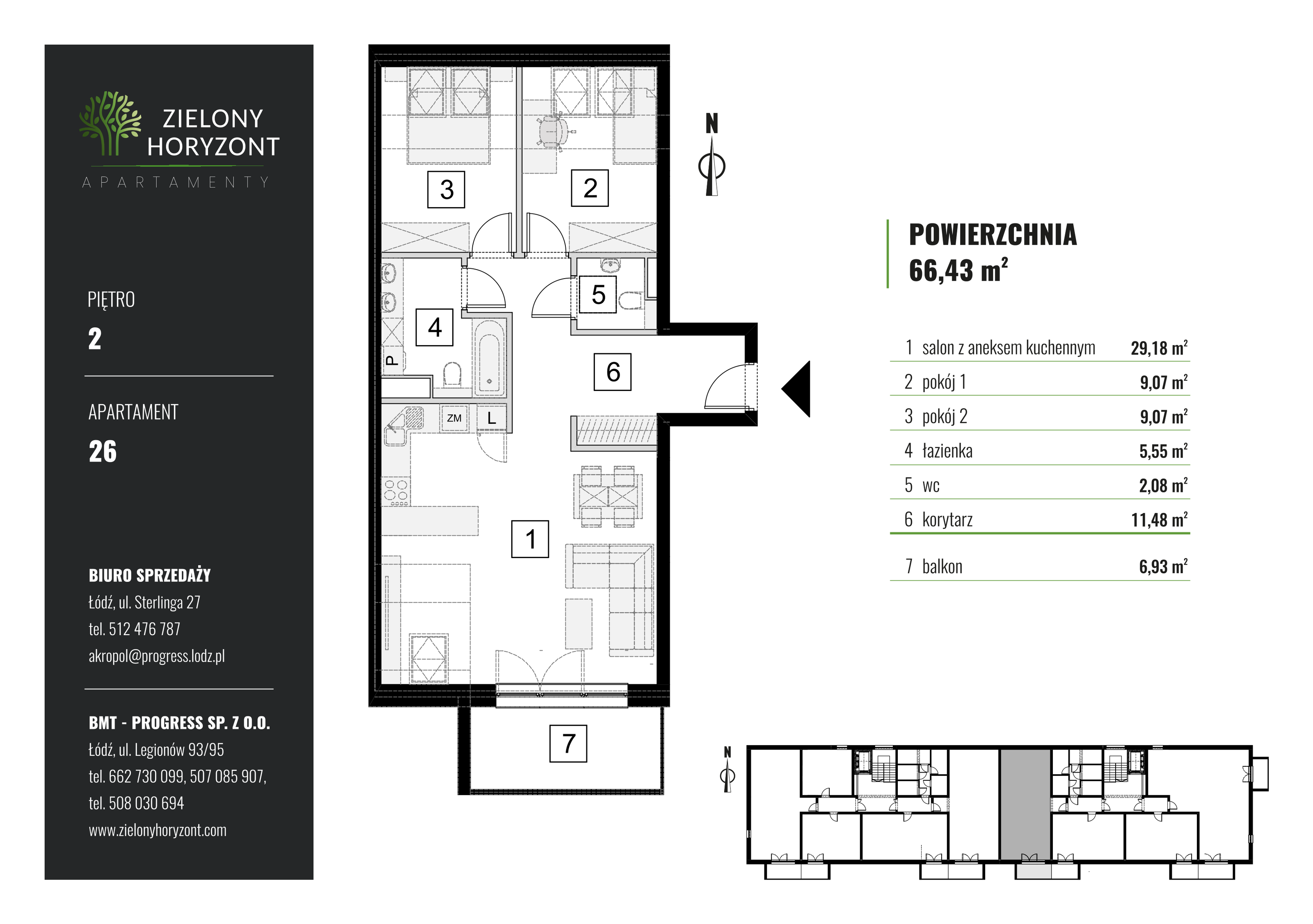 Mieszkanie 66,43 m², piętro 2, oferta nr 1_M_26, Zielony Horyzont Apartamenty, Łódź, Widzew, ul. Jędrowizna-idx