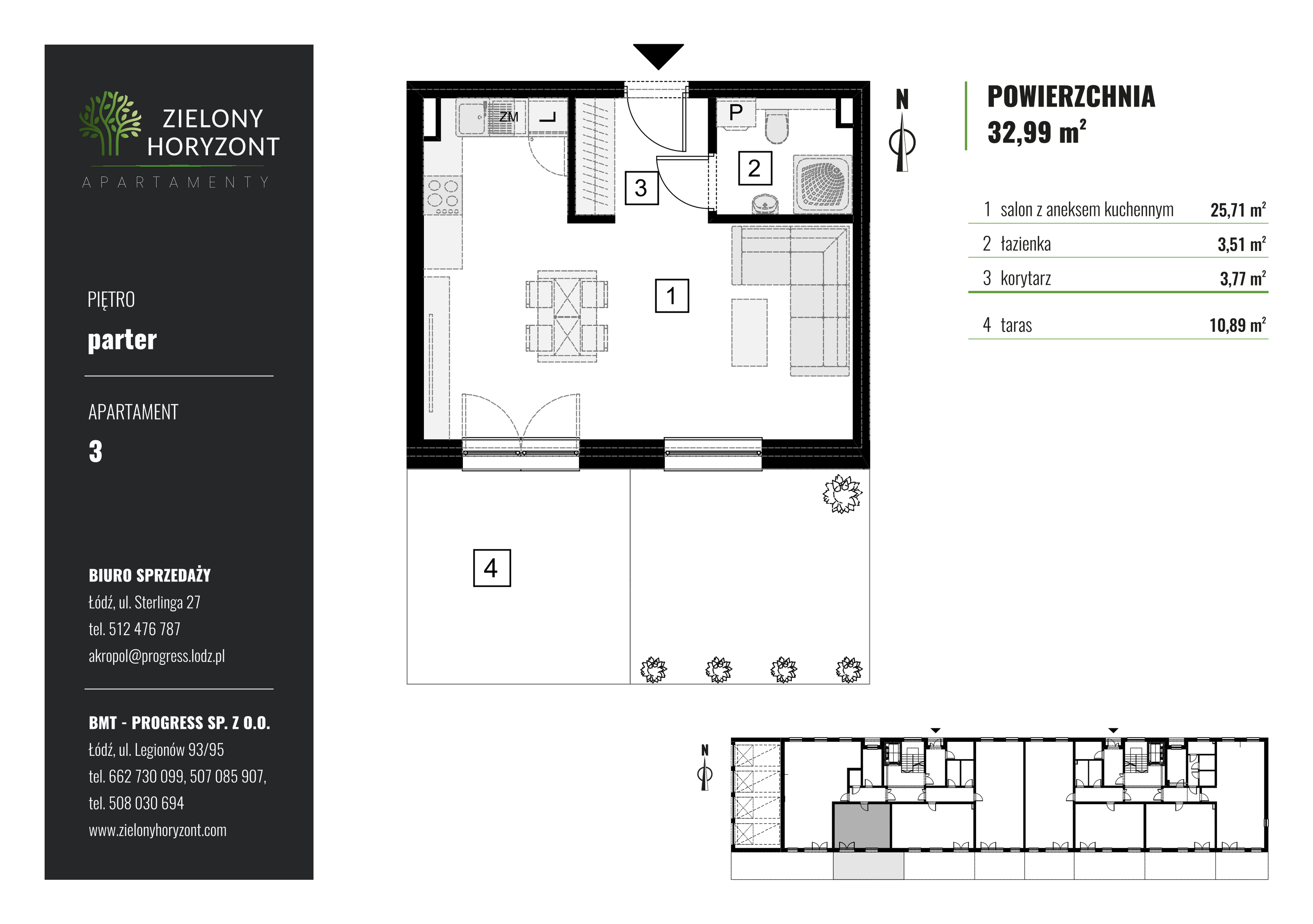 Mieszkanie 32,99 m², parter, oferta nr 1_M_03, Zielony Horyzont Apartamenty, Łódź, Widzew, ul. Jędrowizna-idx