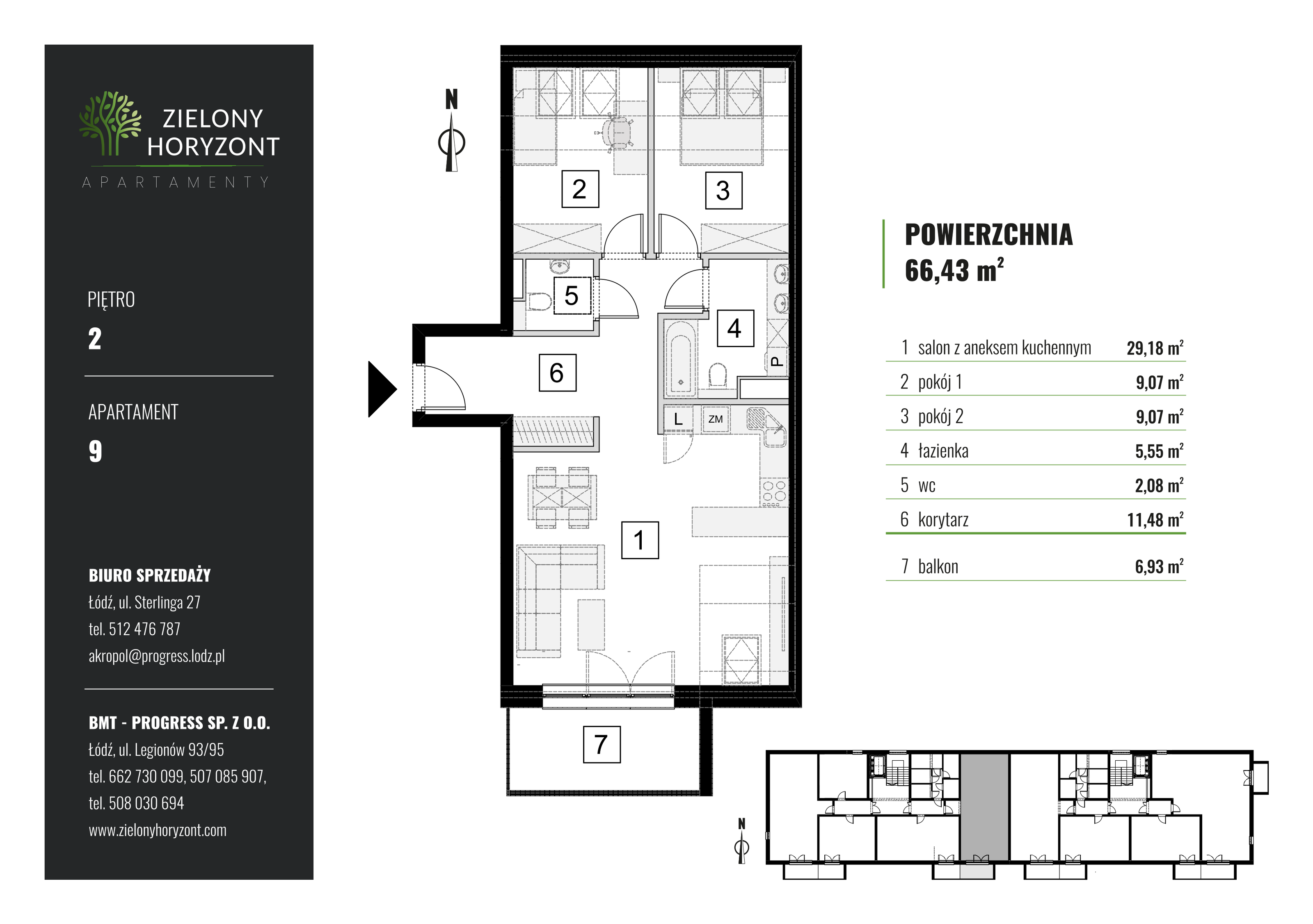 Mieszkanie 66,43 m², piętro 2, oferta nr 1_M_09, Zielony Horyzont Apartamenty, Łódź, Widzew, ul. Jędrowizna-idx