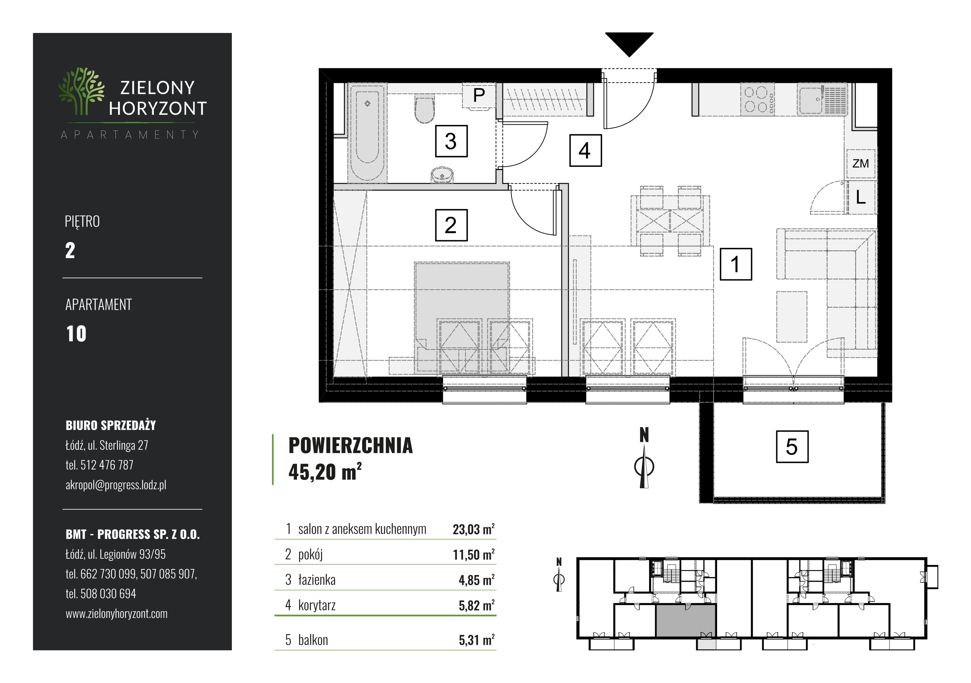 Mieszkanie 45,20 m², piętro 2, oferta nr M_10, Zielony Horyzont Apartamenty, Łódź, Widzew, Stoki, ul. Jędrowizna-idx