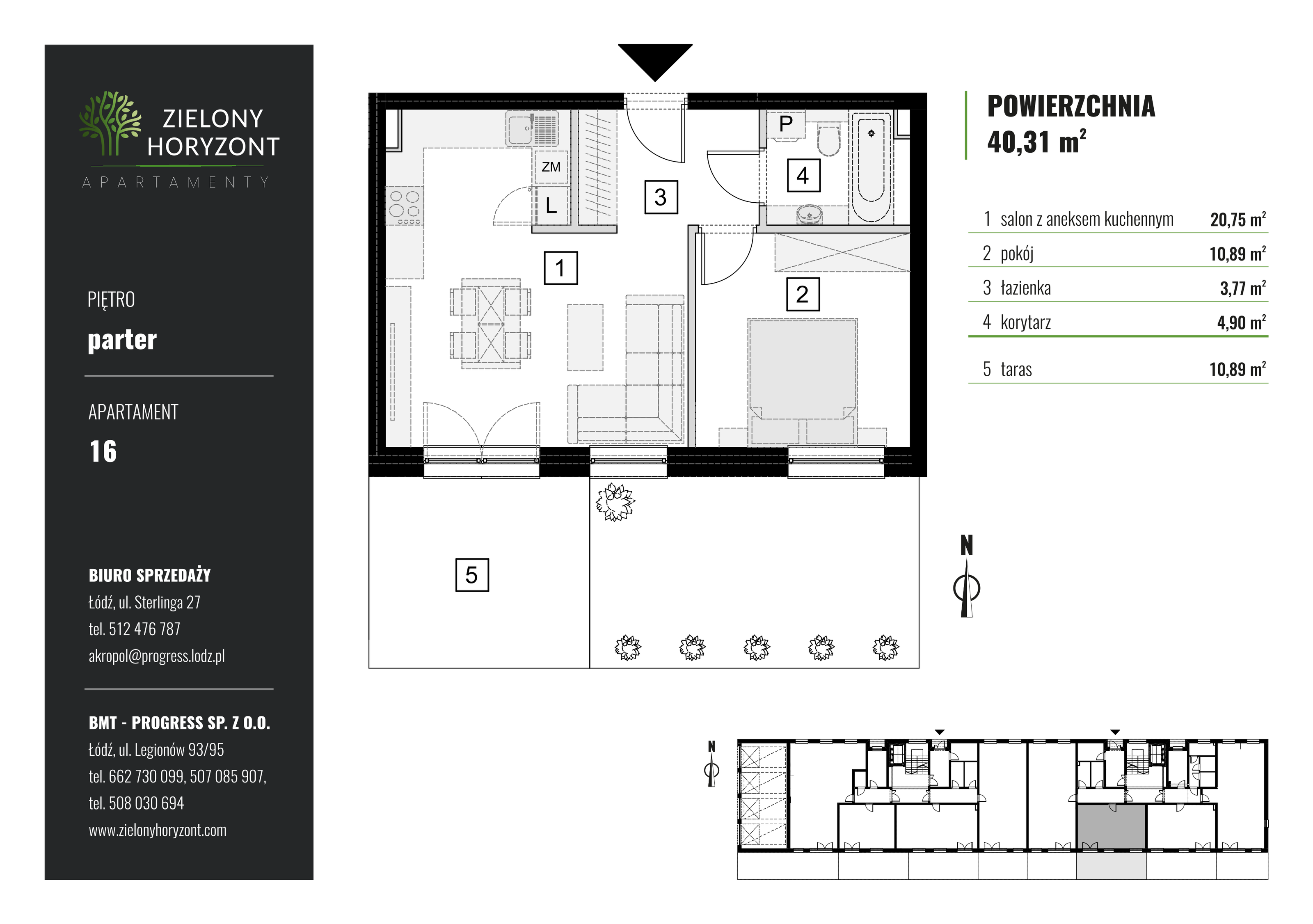 Mieszkanie 40,31 m², parter, oferta nr M_16, Zielony Horyzont Apartamenty, Łódź, Widzew, ul. Jędrowizna-idx