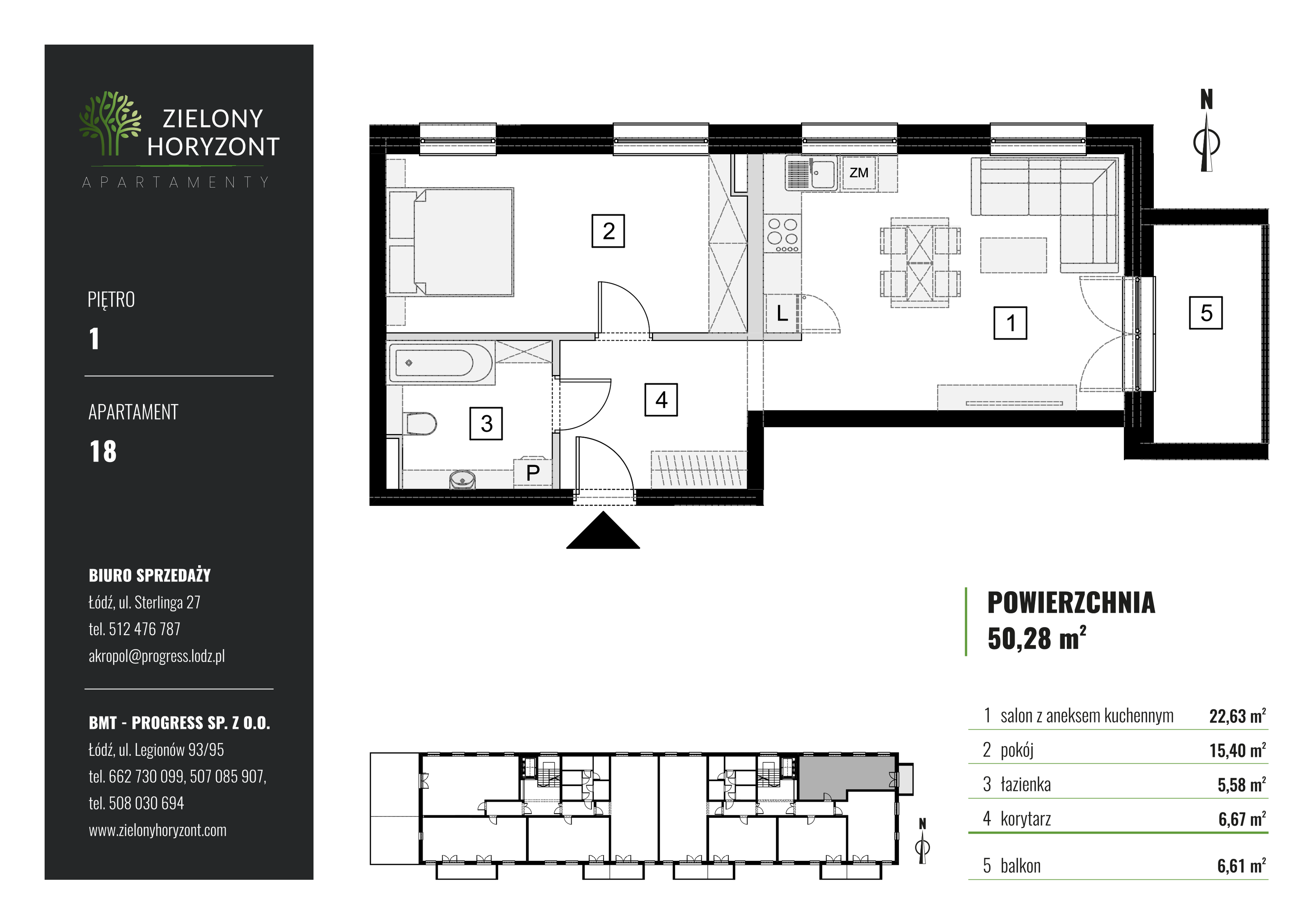 Mieszkanie 50,28 m², piętro 1, oferta nr M_18, Zielony Horyzont Apartamenty, Łódź, Widzew, ul. Jędrowizna-idx