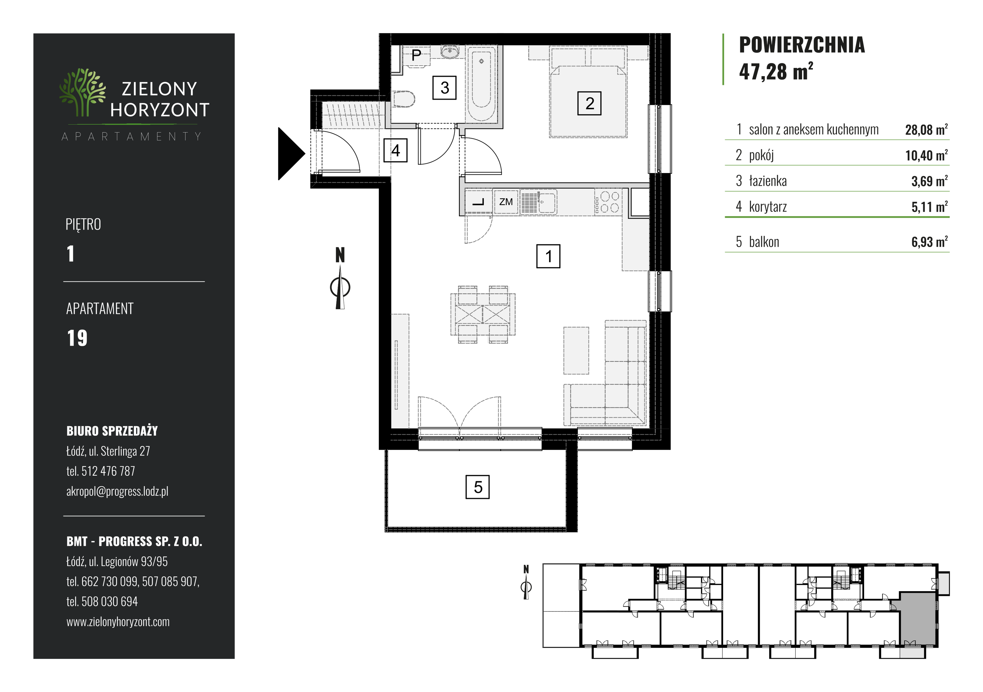 Mieszkanie 47,28 m², piętro 1, oferta nr M_19, Zielony Horyzont Apartamenty, Łódź, Widzew, Stoki, ul. Jędrowizna-idx