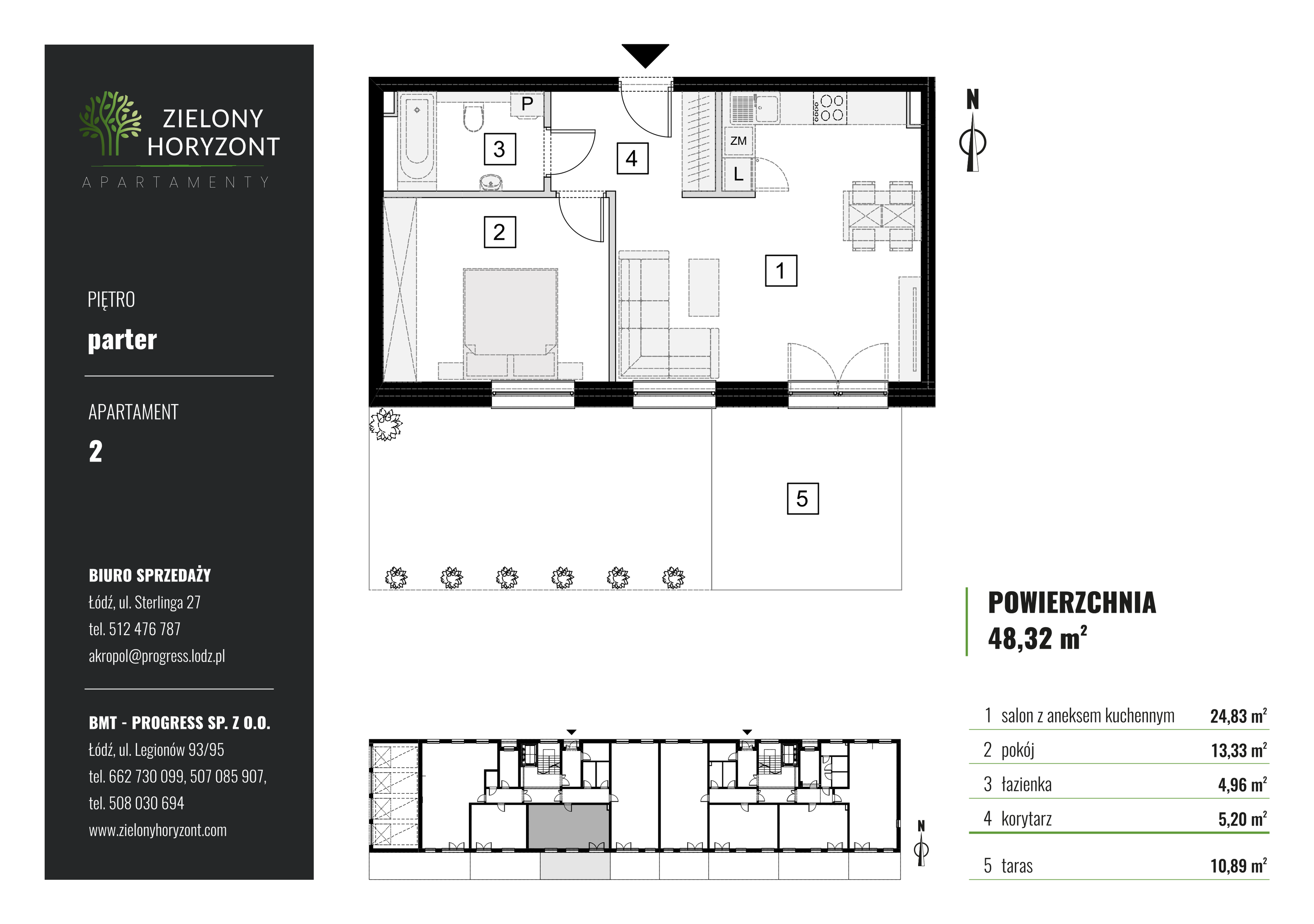 Mieszkanie 48,32 m², parter, oferta nr M_2, Zielony Horyzont Apartamenty, Łódź, Widzew, ul. Jędrowizna-idx