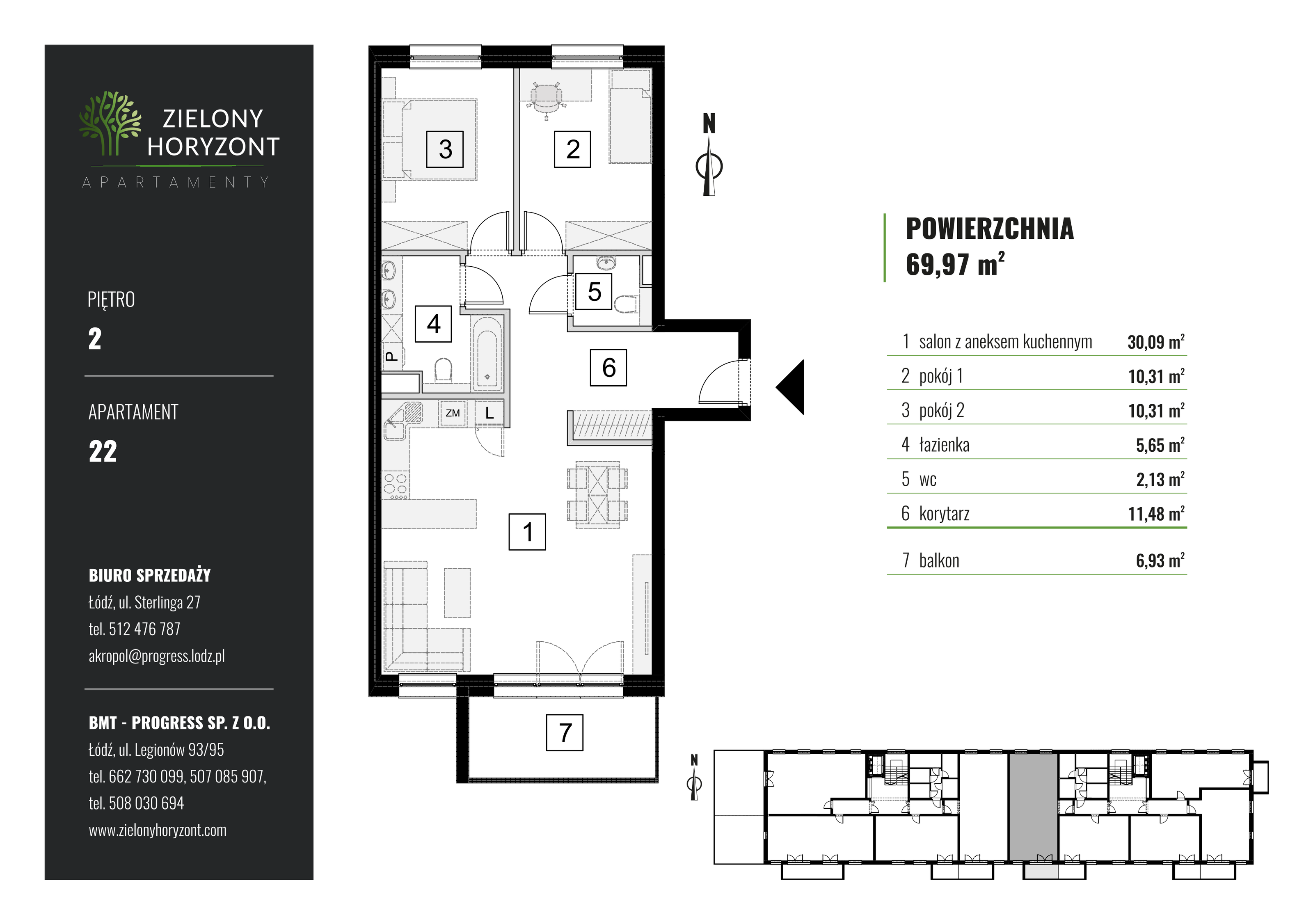 Mieszkanie 69,97 m², piętro 1, oferta nr M_22, Zielony Horyzont Apartamenty, Łódź, Widzew, ul. Jędrowizna-idx