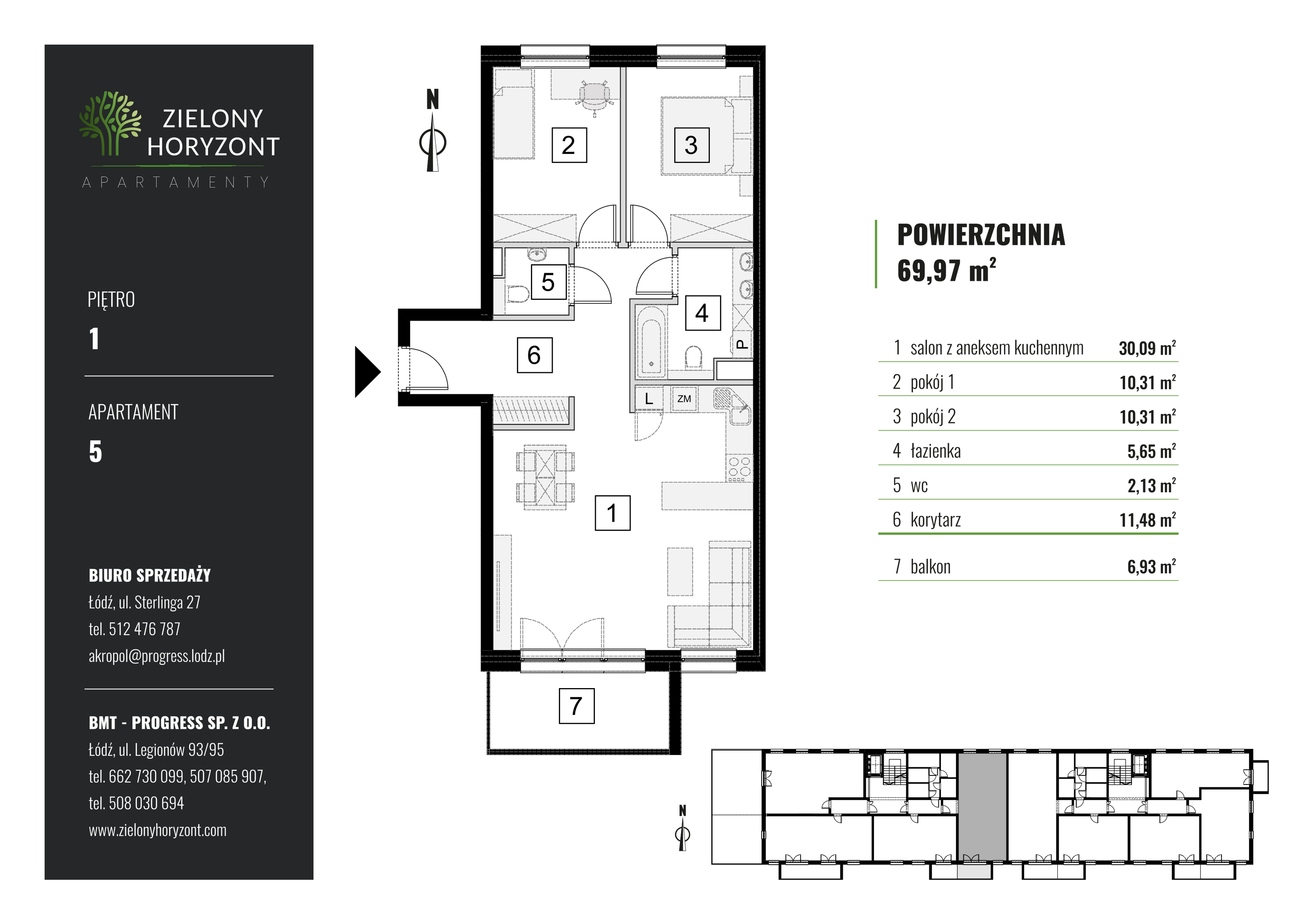 Mieszkanie 69,97 m², piętro 1, oferta nr M_5, Zielony Horyzont Apartamenty, Łódź, Widzew, ul. Jędrowizna-idx