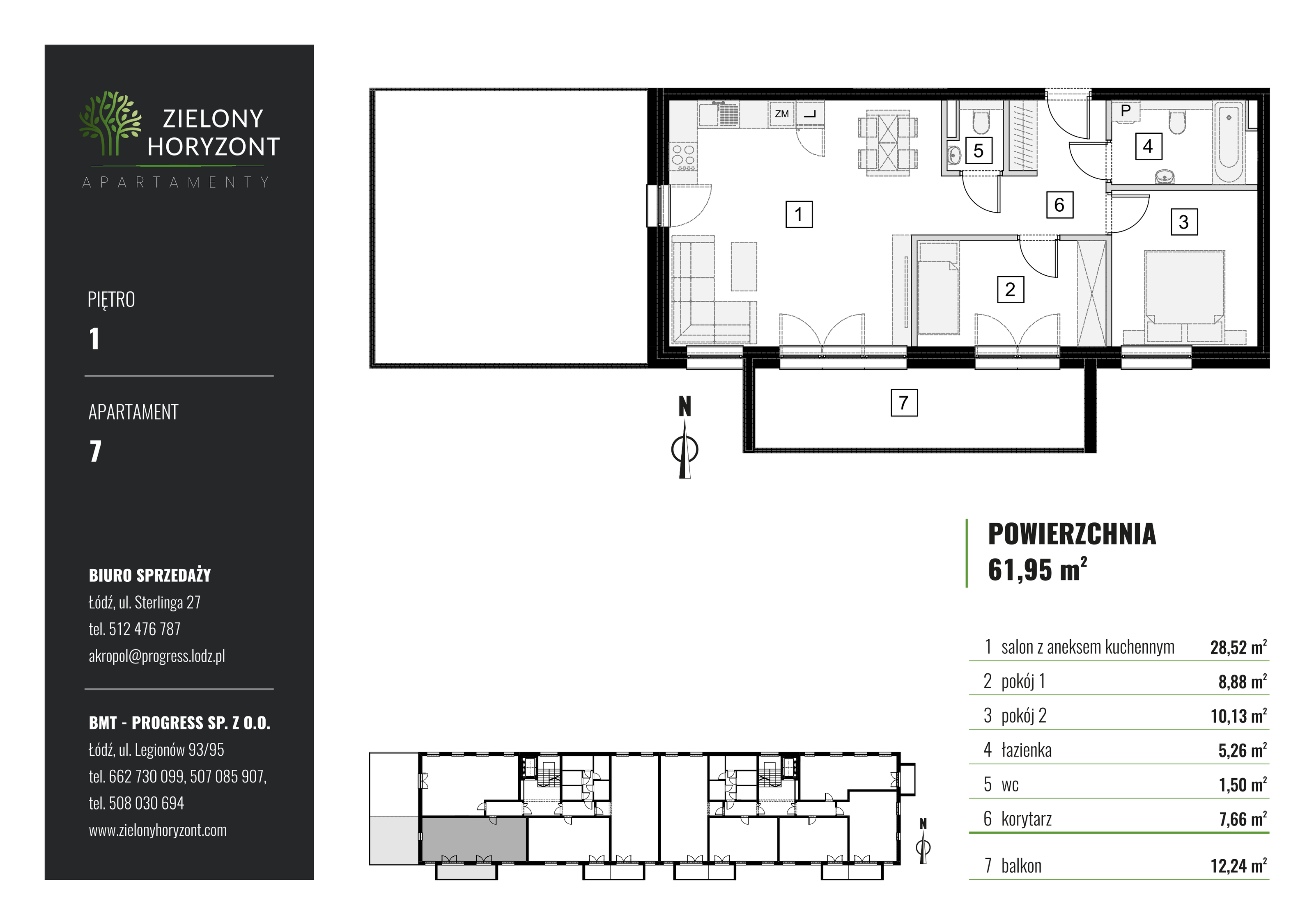 Mieszkanie 61,95 m², piętro 1, oferta nr M_7, Zielony Horyzont Apartamenty, Łódź, Widzew, ul. Jędrowizna-idx