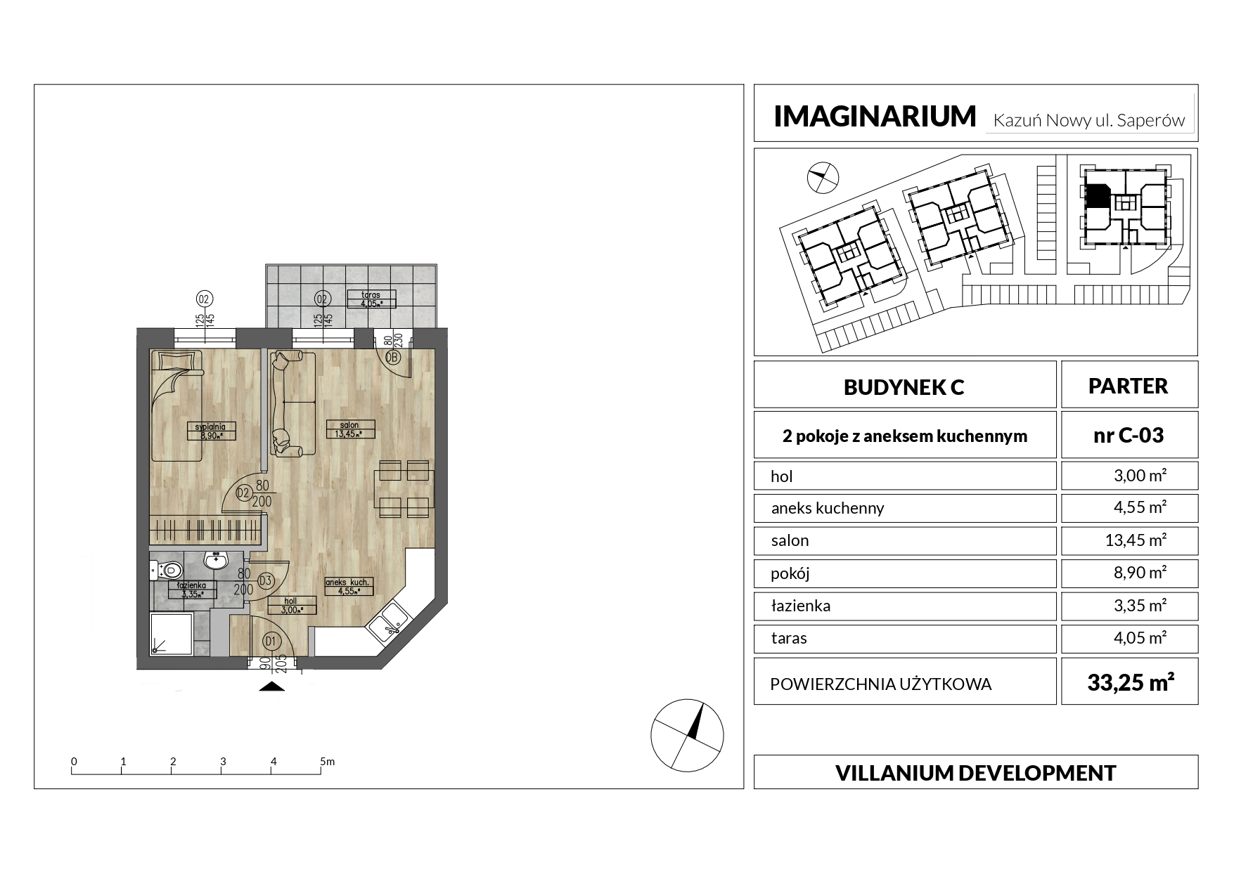 Mieszkanie 33,25 m², piętro 2, oferta nr C-22, Imaginarium Kazuń Nowy, Nowy Dwór Mazowiecki, ul. Saperów-idx