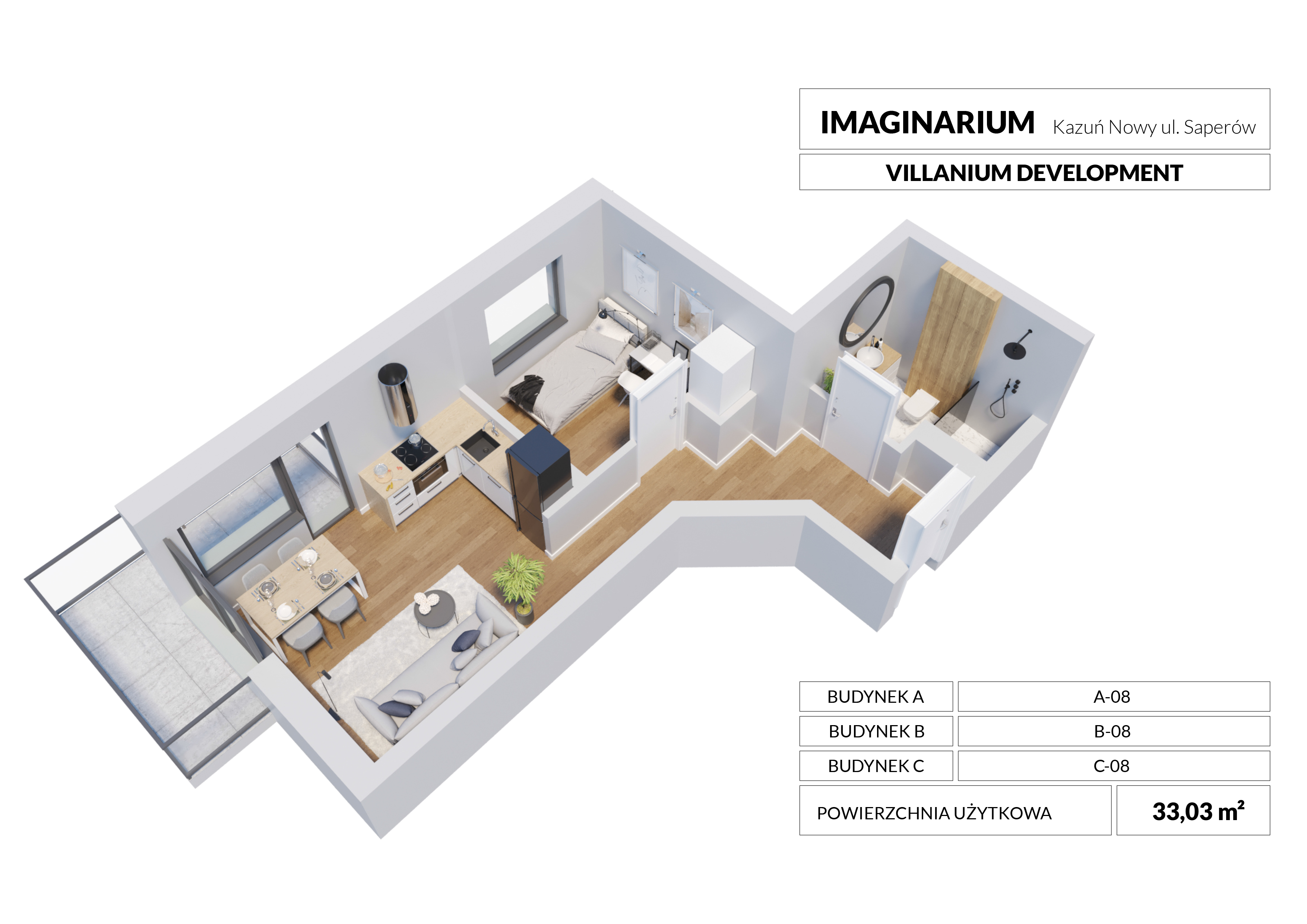 Mieszkanie 33,03 m², parter, oferta nr C-08, Imaginarium Kazuń Nowy, Nowy Dwór Mazowiecki, ul. Saperów-idx