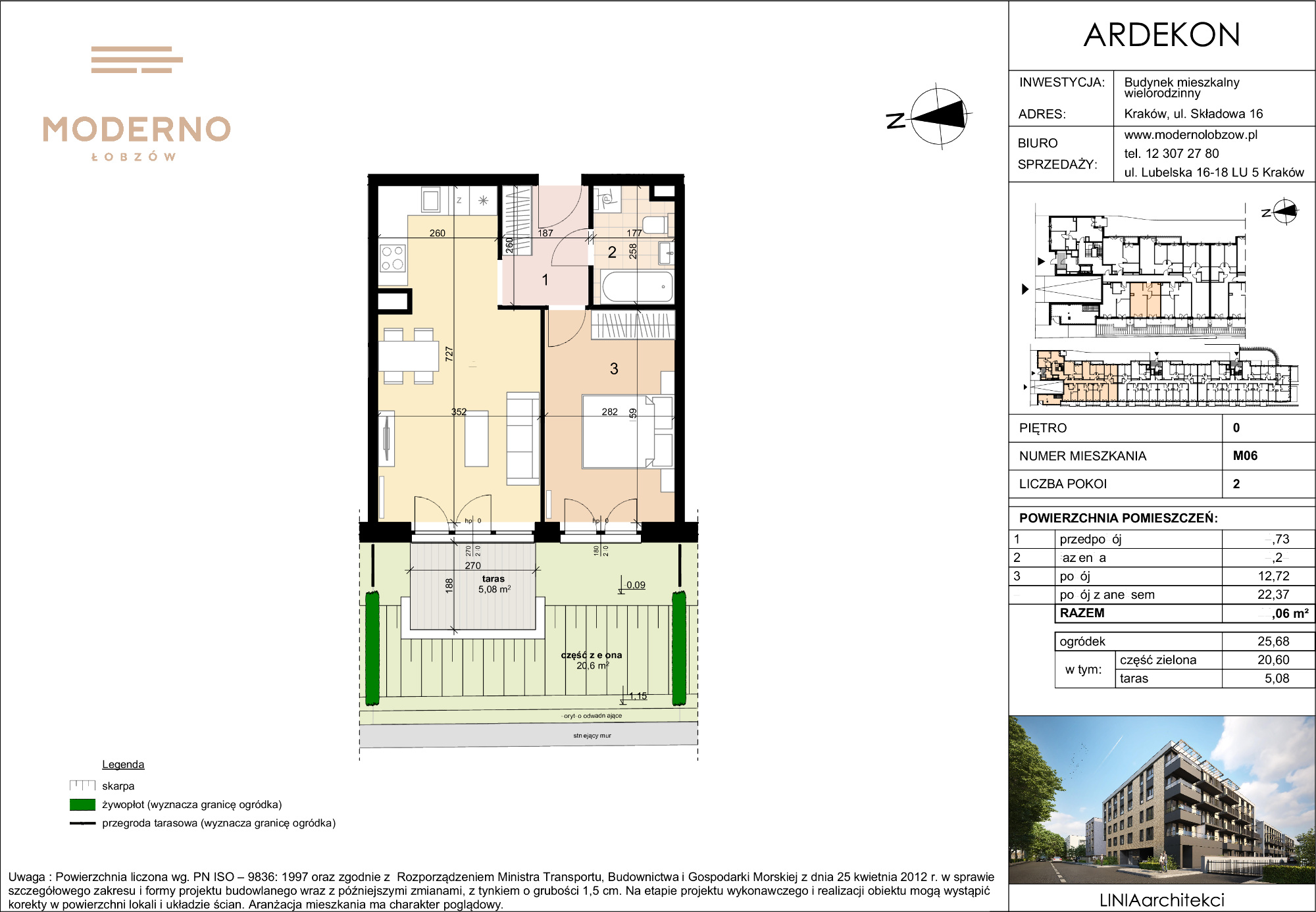 Mieszkanie 44,06 m², parter, oferta nr 6, Moderno Łobzów, Kraków, Krowodrza, ul. Składowa-idx