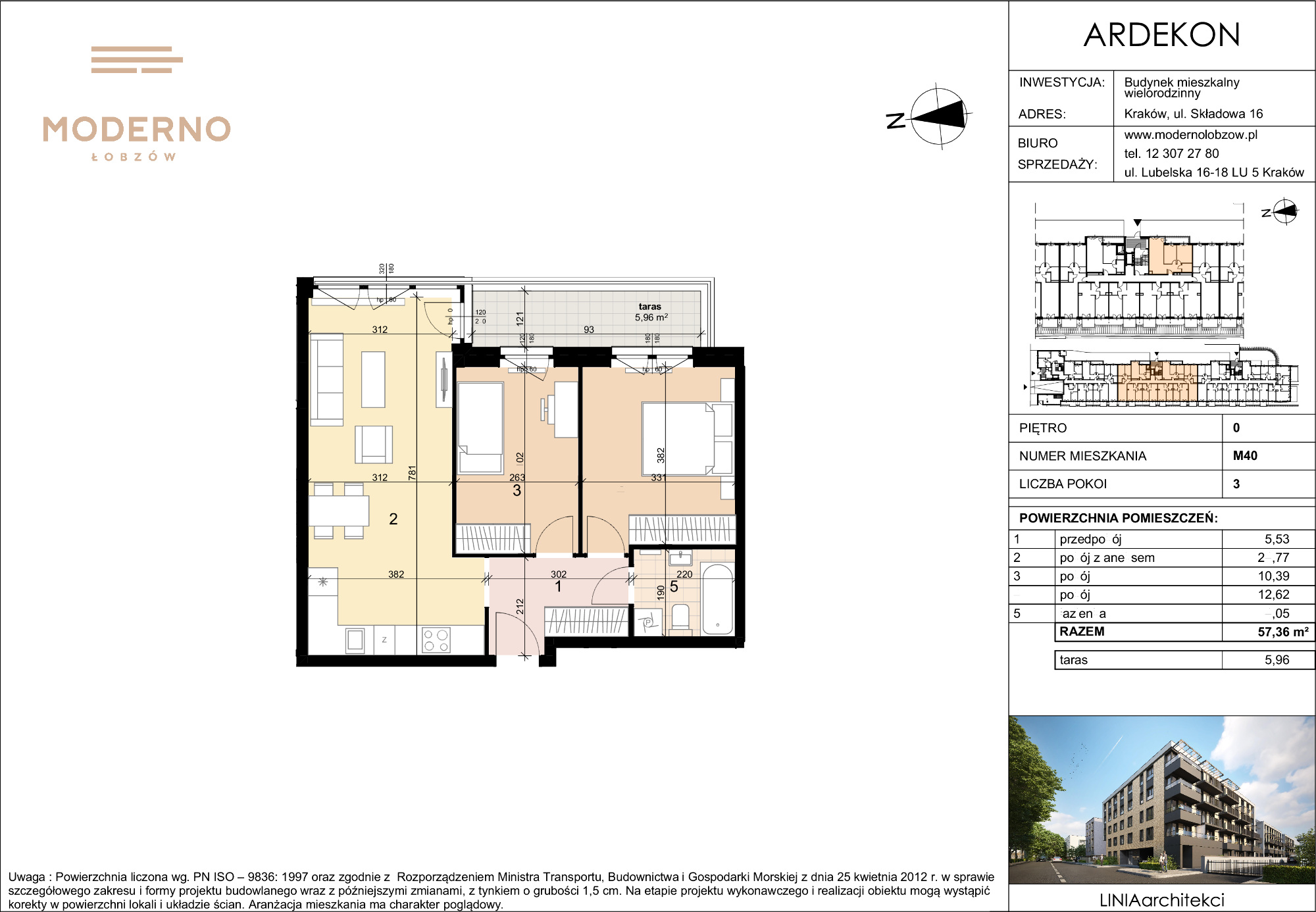 Mieszkanie 57,36 m², parter, oferta nr 40, Moderno Łobzów, Kraków, Krowodrza, ul. Składowa-idx