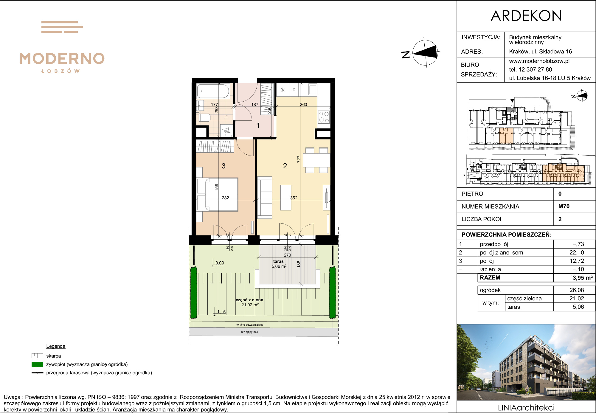 Mieszkanie 43,95 m², parter, oferta nr 70, Moderno Łobzów, Kraków, Krowodrza, ul. Składowa-idx